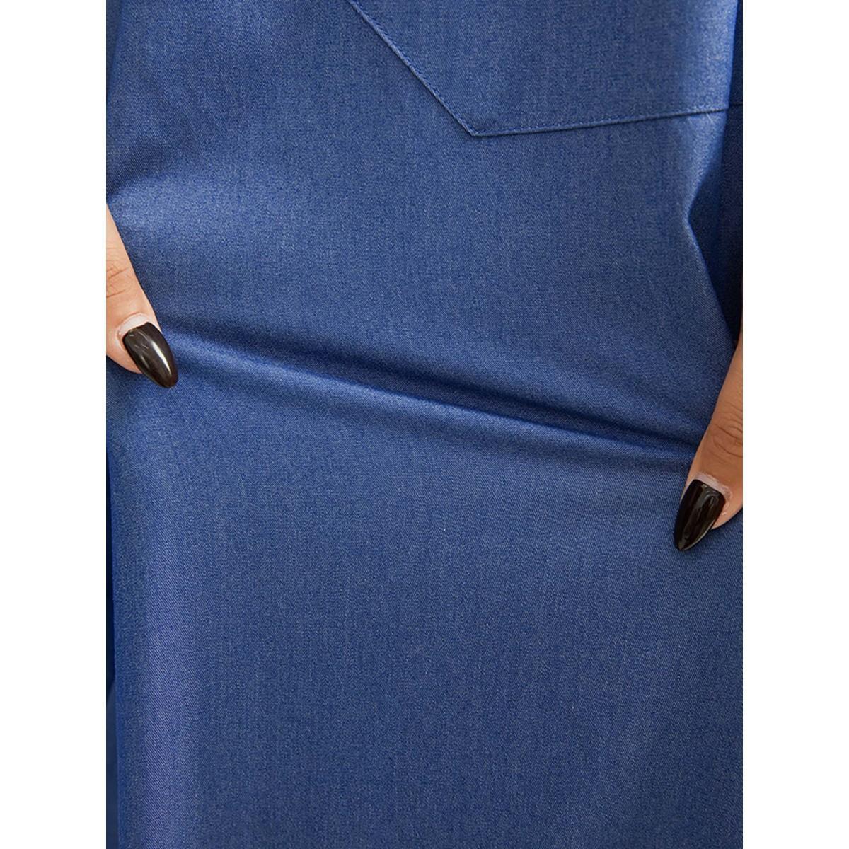 Plus Size Skyblue Stretchy Rayon Overall Straps Denim Jumpsuit Women Sleeveless Non Everyday-Casual Loose Jumpsuits BloomChic 30/6X Product Image
