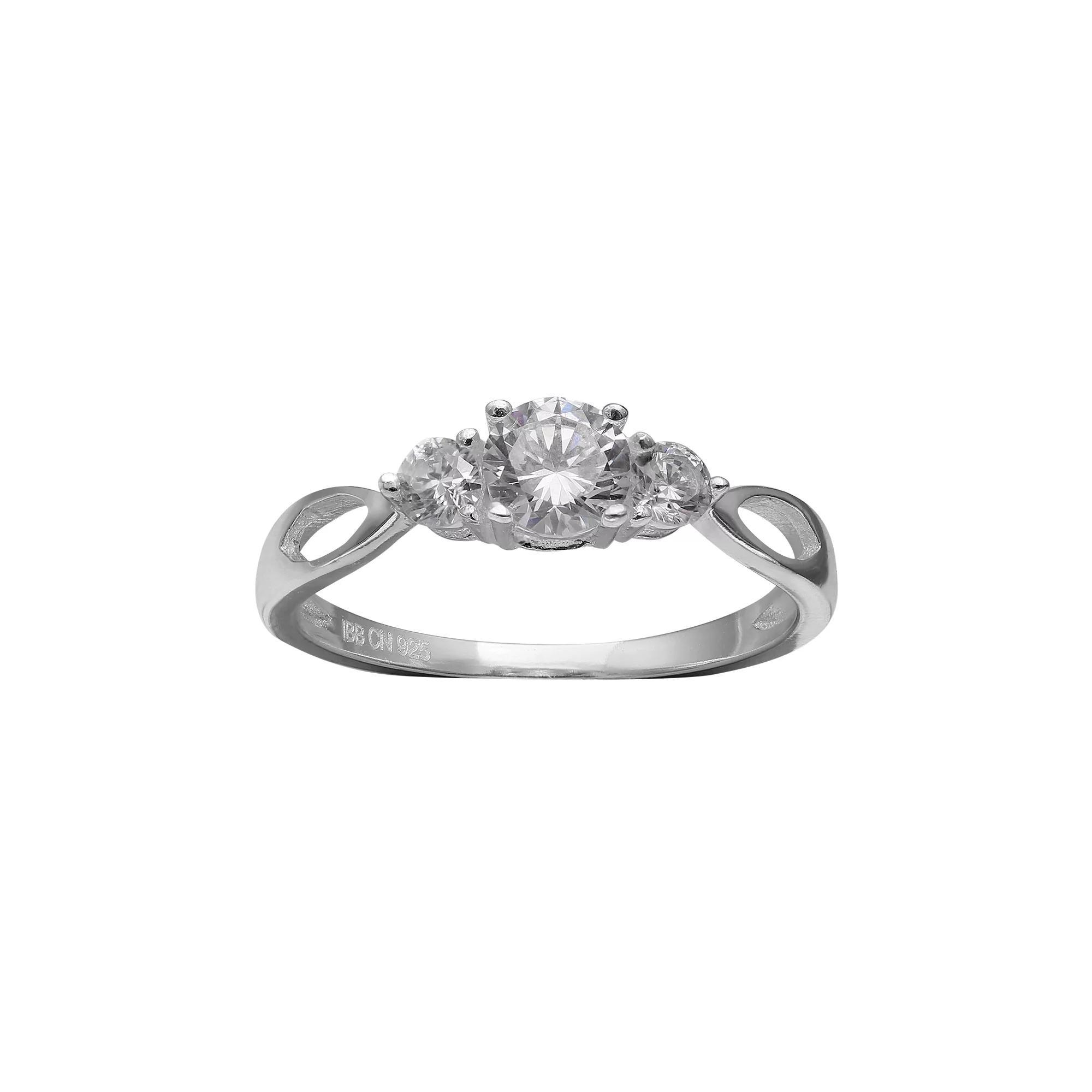 PRIMROSE Sterling Silver Cubic Zirconia 3-Stone Ring, Women's, Size: 9, Grey Product Image