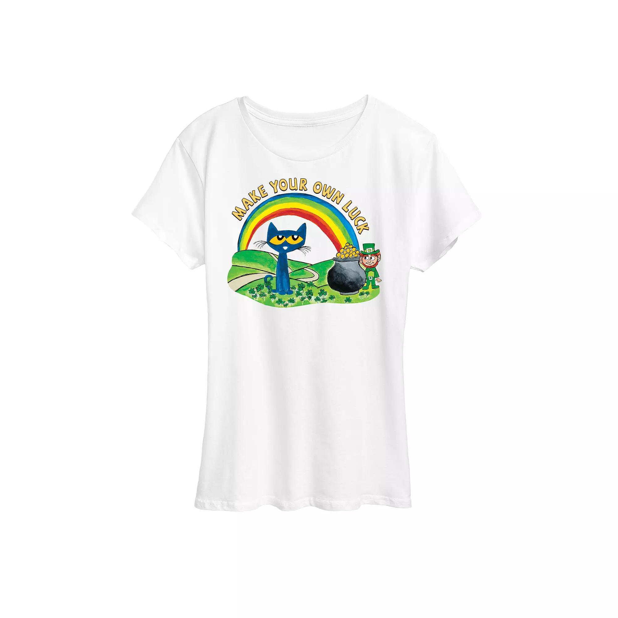Womens Pete The Cat Pete Leprechaun Pot Of Gold Graphic Tee Grey Gray Product Image
