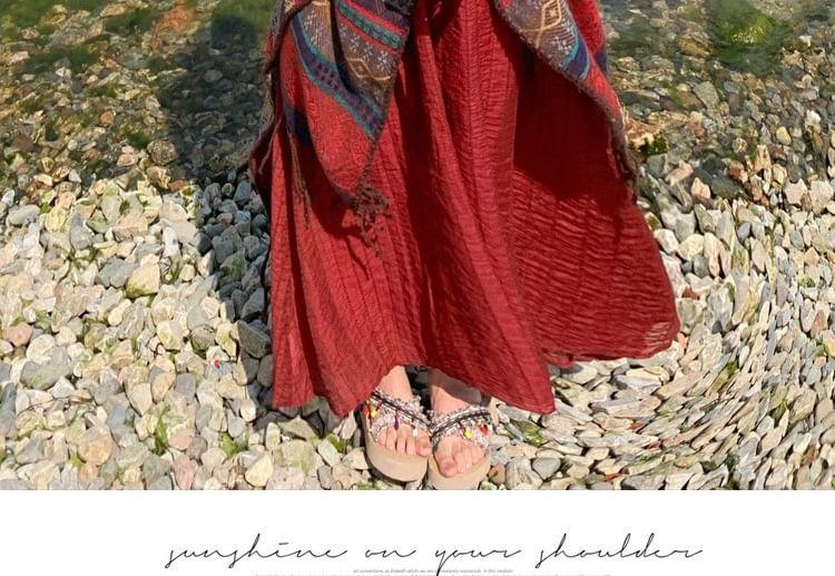 Spaghetti Strap Plain Maxi A-Line Dress Product Image