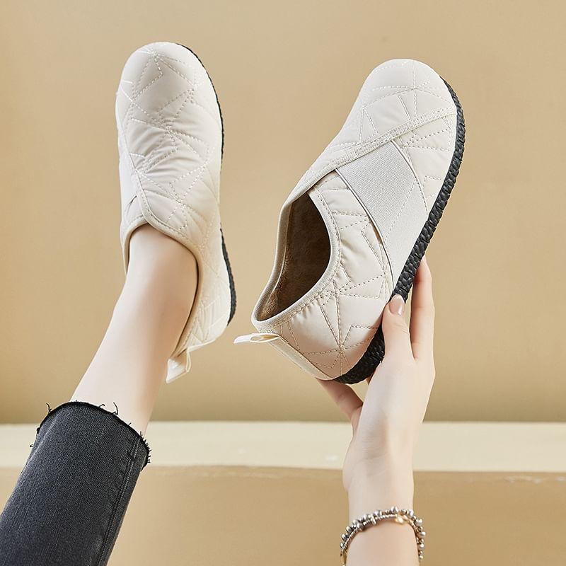 Plain Quilted Fleece-Lined Slip-Ons Product Image