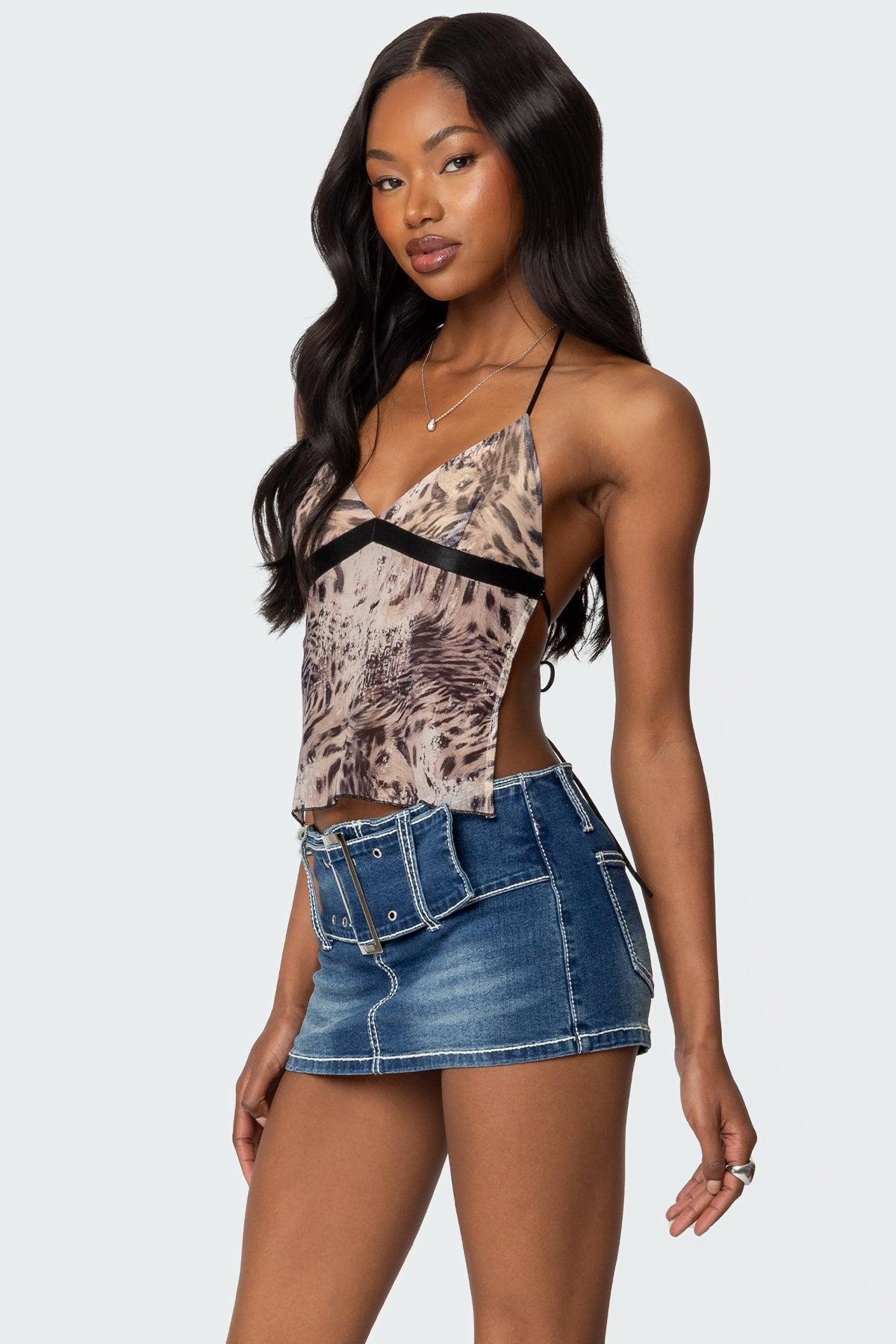Ziena Leopard Printed Backless Top Product Image