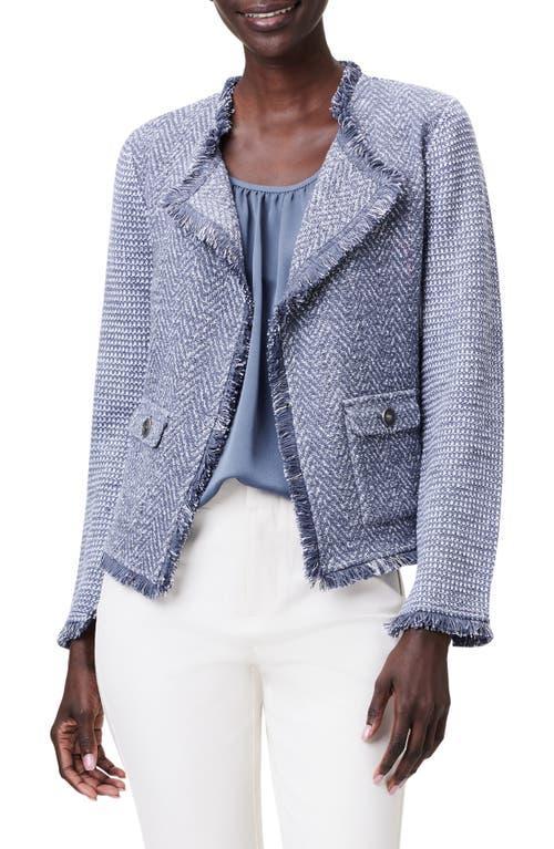 NIC+ZOE Fringe Mix Knit Pocket Jacket (Slate) Women's Suits Sets Product Image