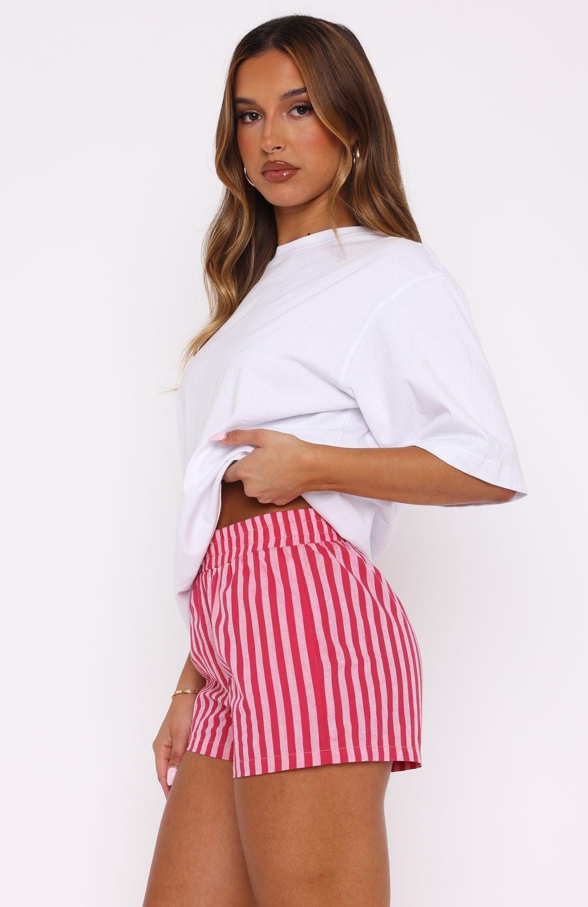 Living For It Shorts Pink Stripe Product Image