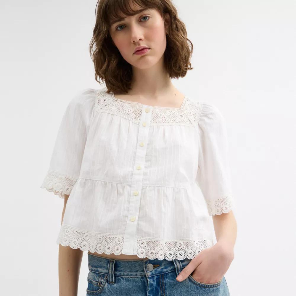 Crochet Trim Top Product Image