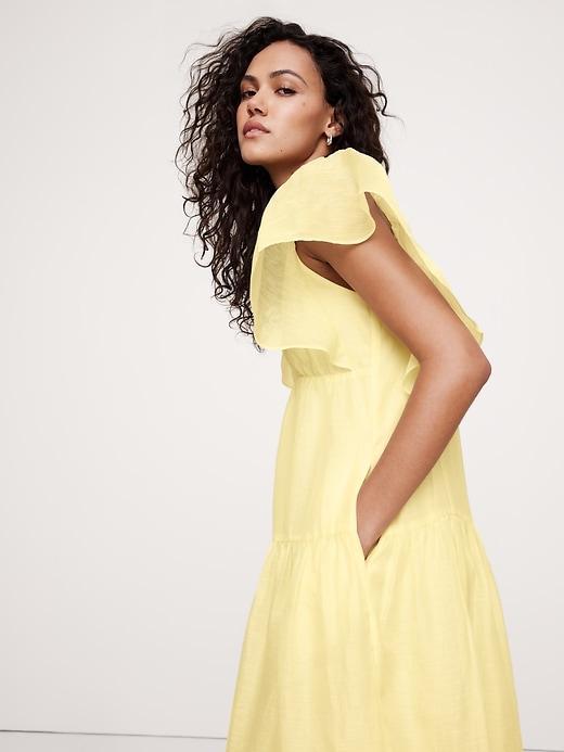 Linen-Silk Tiered Maxi Dress Product Image