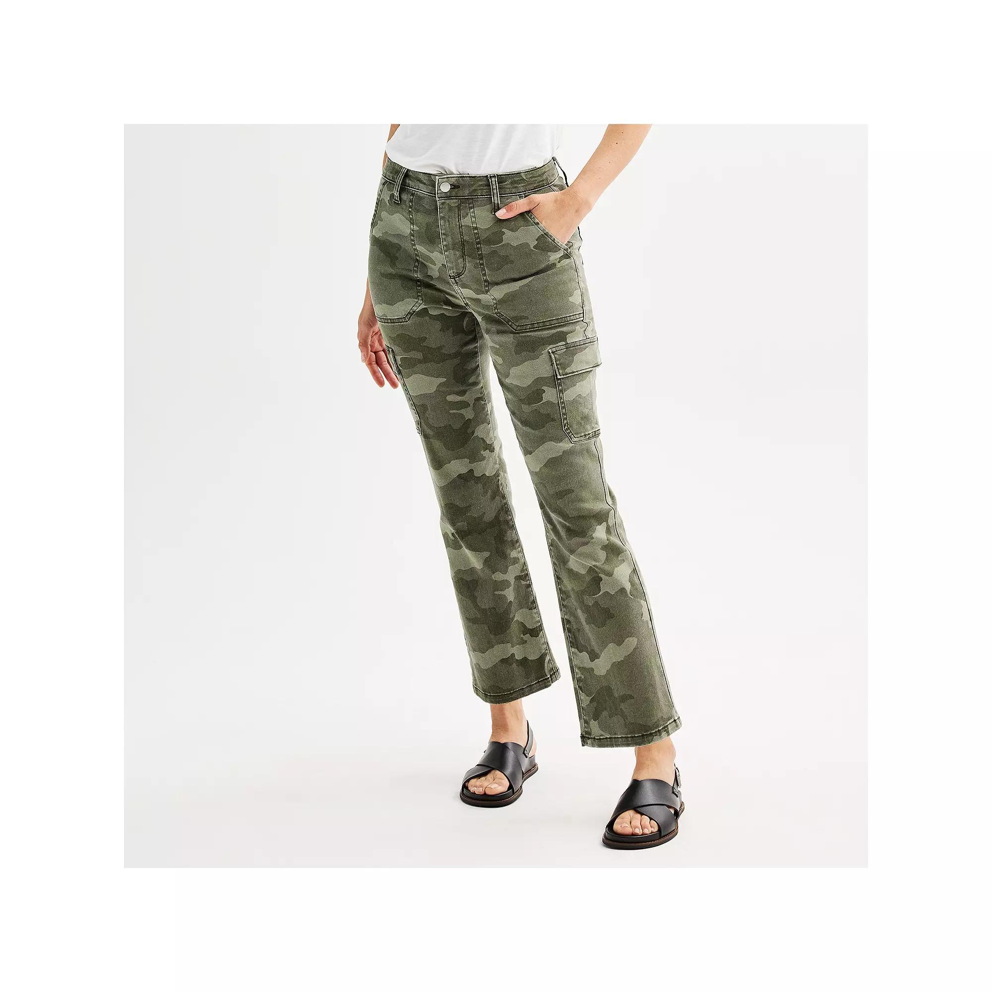 Petite Sonoma Goods For Life® Ankle Cargo Flare Pants, Women's, Size: 2 Petite, Green Product Image