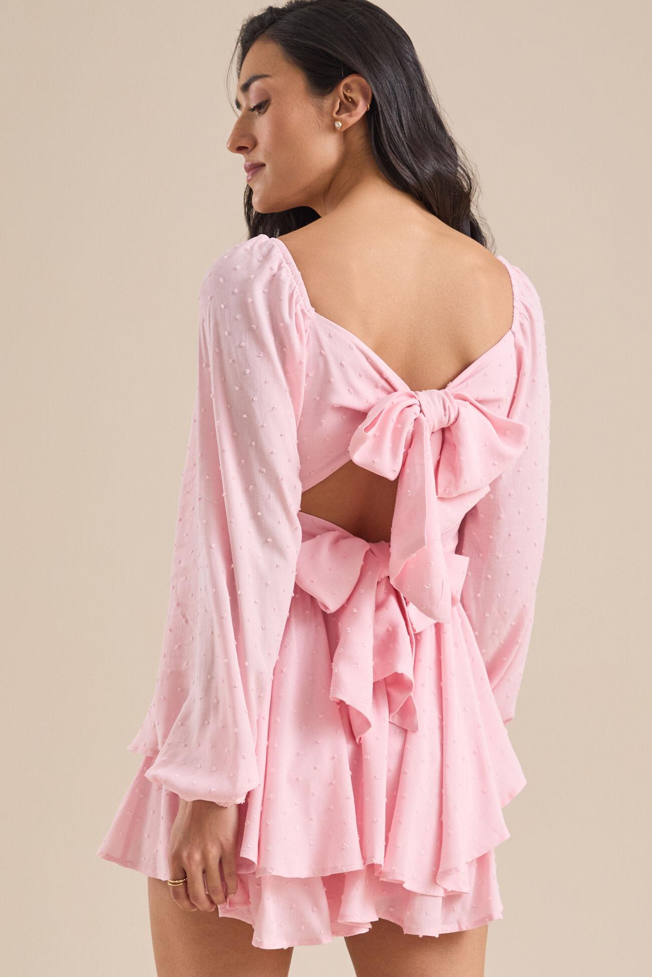 Haisley Clip Dot Double Layered Long Sleeve Romper Product Image