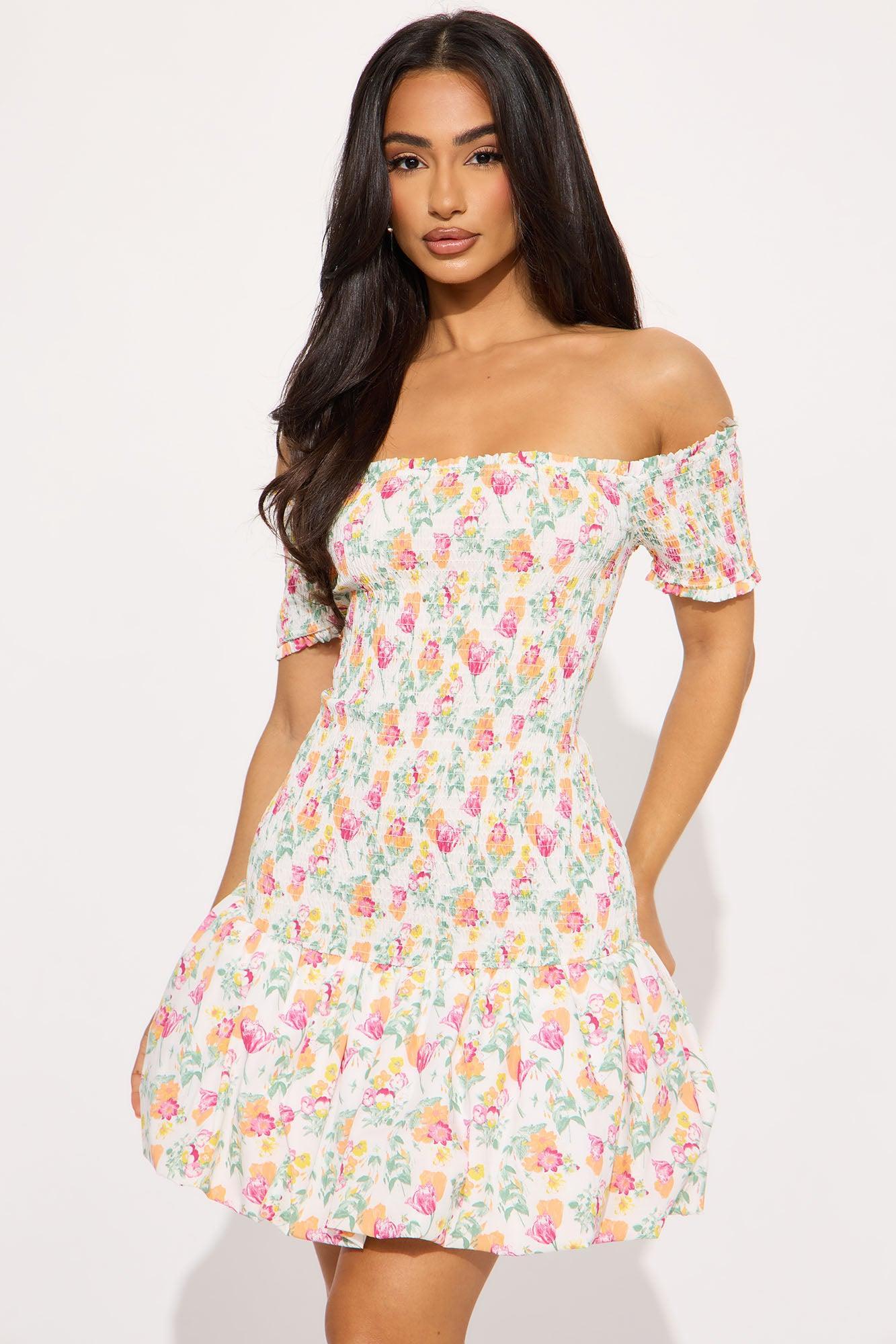 Sarah Smocked Mini Dress - White/combo Product Image