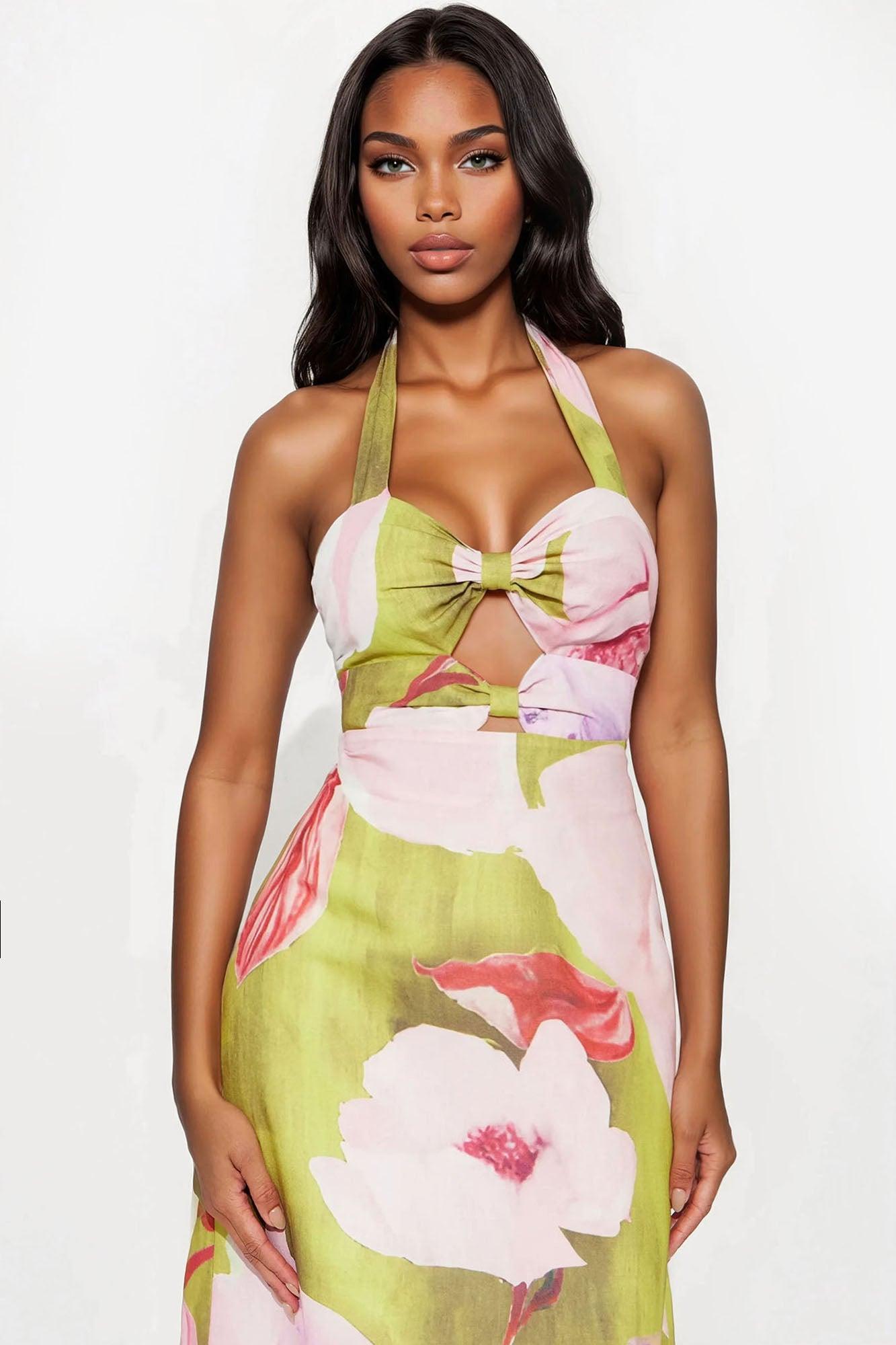 Blossom Within Linen Floral Midi Dress - Pink/combo Product Image