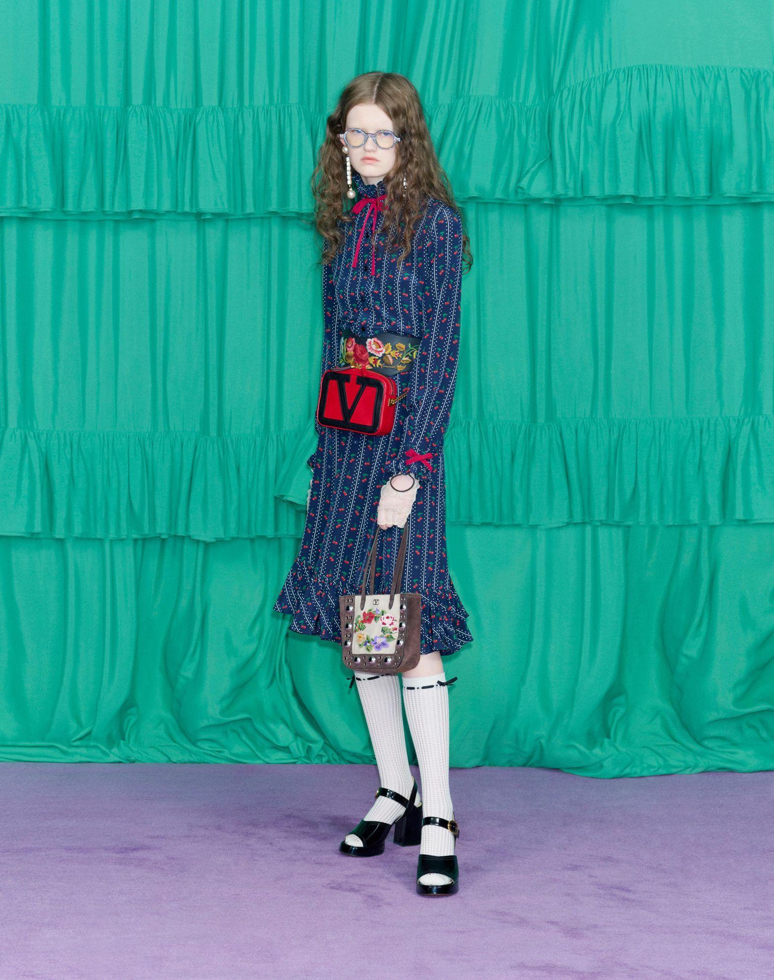 Crepe De Chine Midi Skirt With Cherryfic Print Product Image