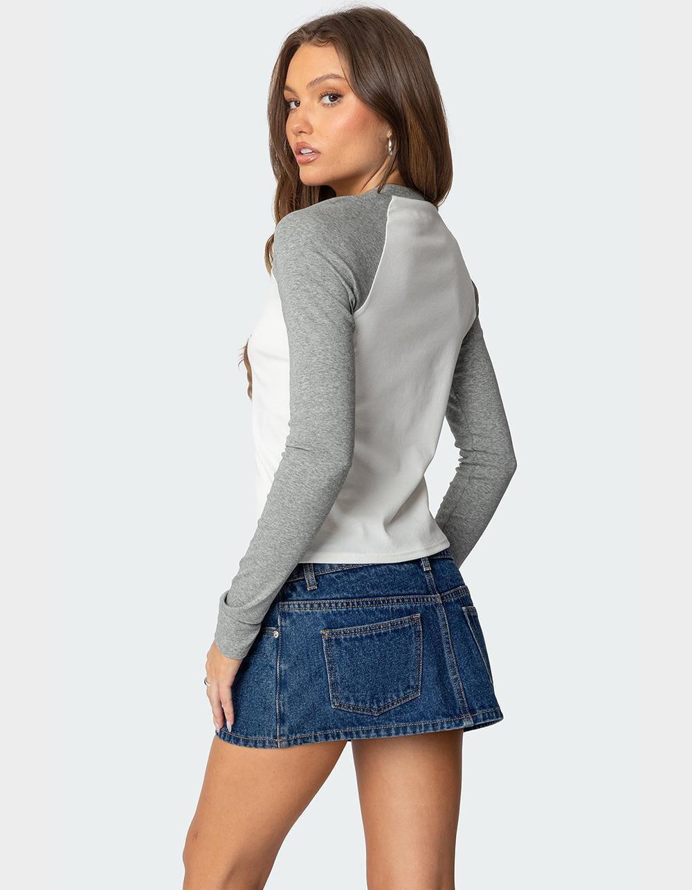 EDIKTED Cowboy Raglan Long Sleeve Tee Product Image