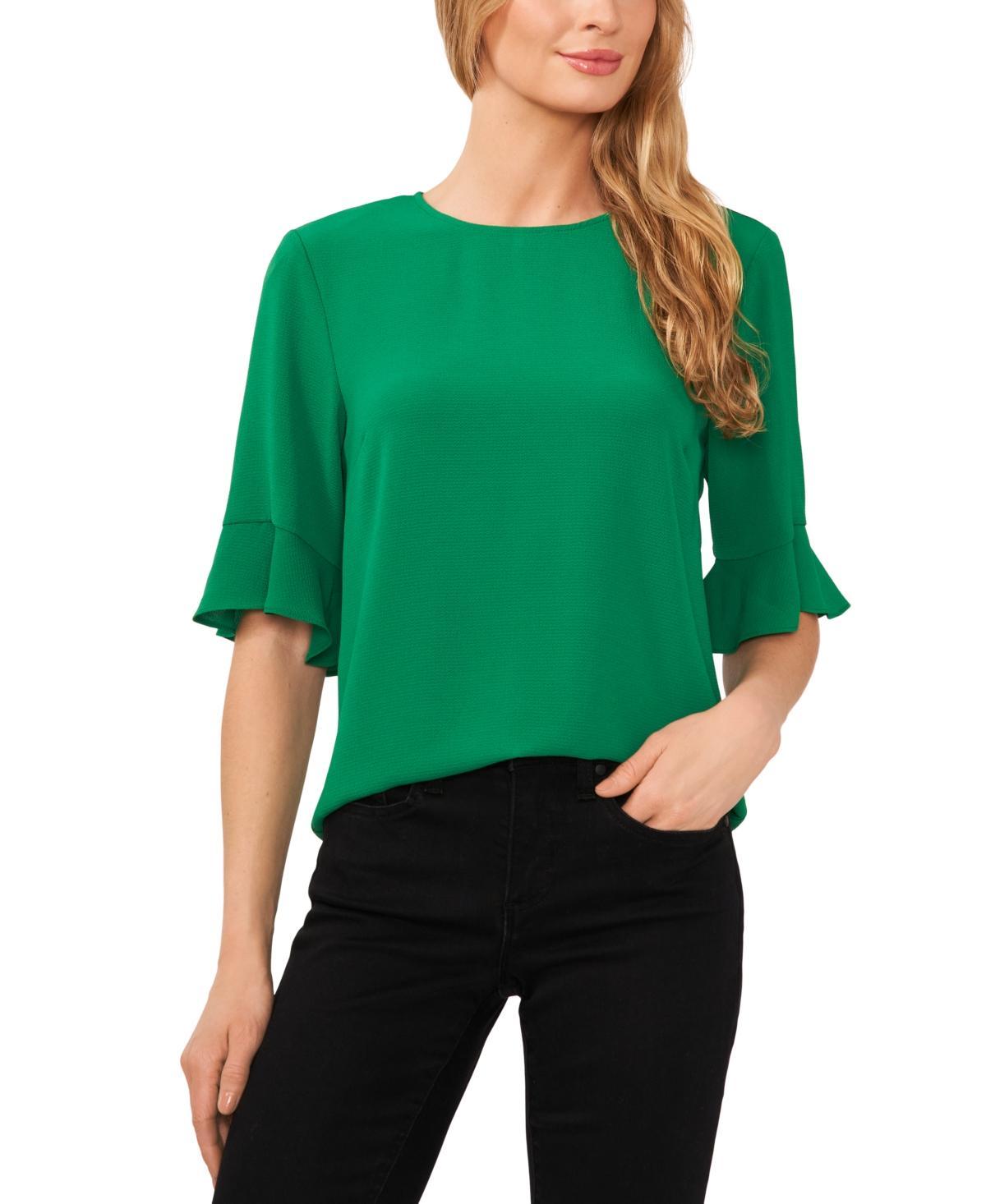 CeCe Womens Ruffled Cuff 3/4-Sleeve Crew Neck Blouse Product Image