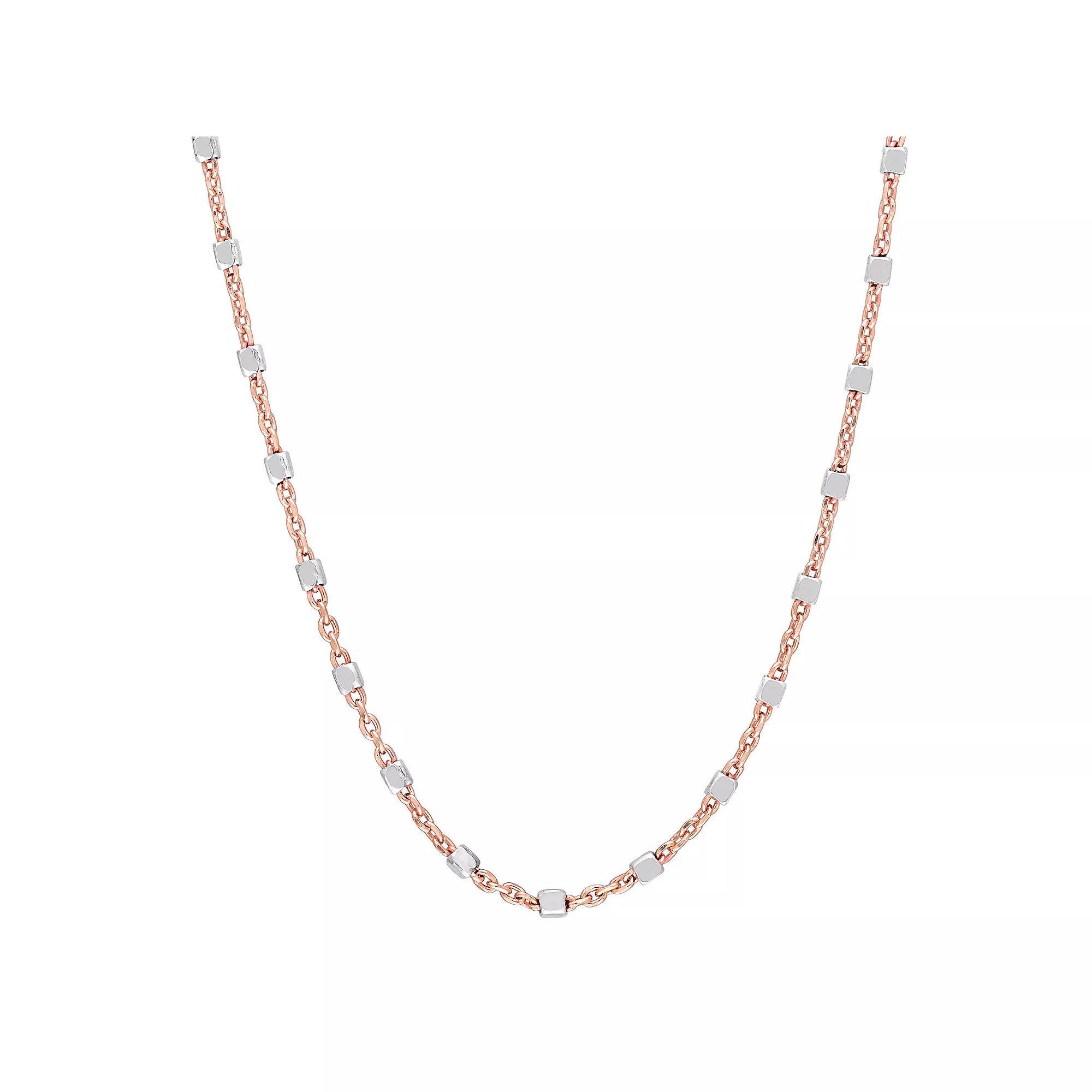 Stella Grace 18k Gold & Sterling Silver Bead Chain Necklace, Womens 18k Rose Gold Tone Product Image