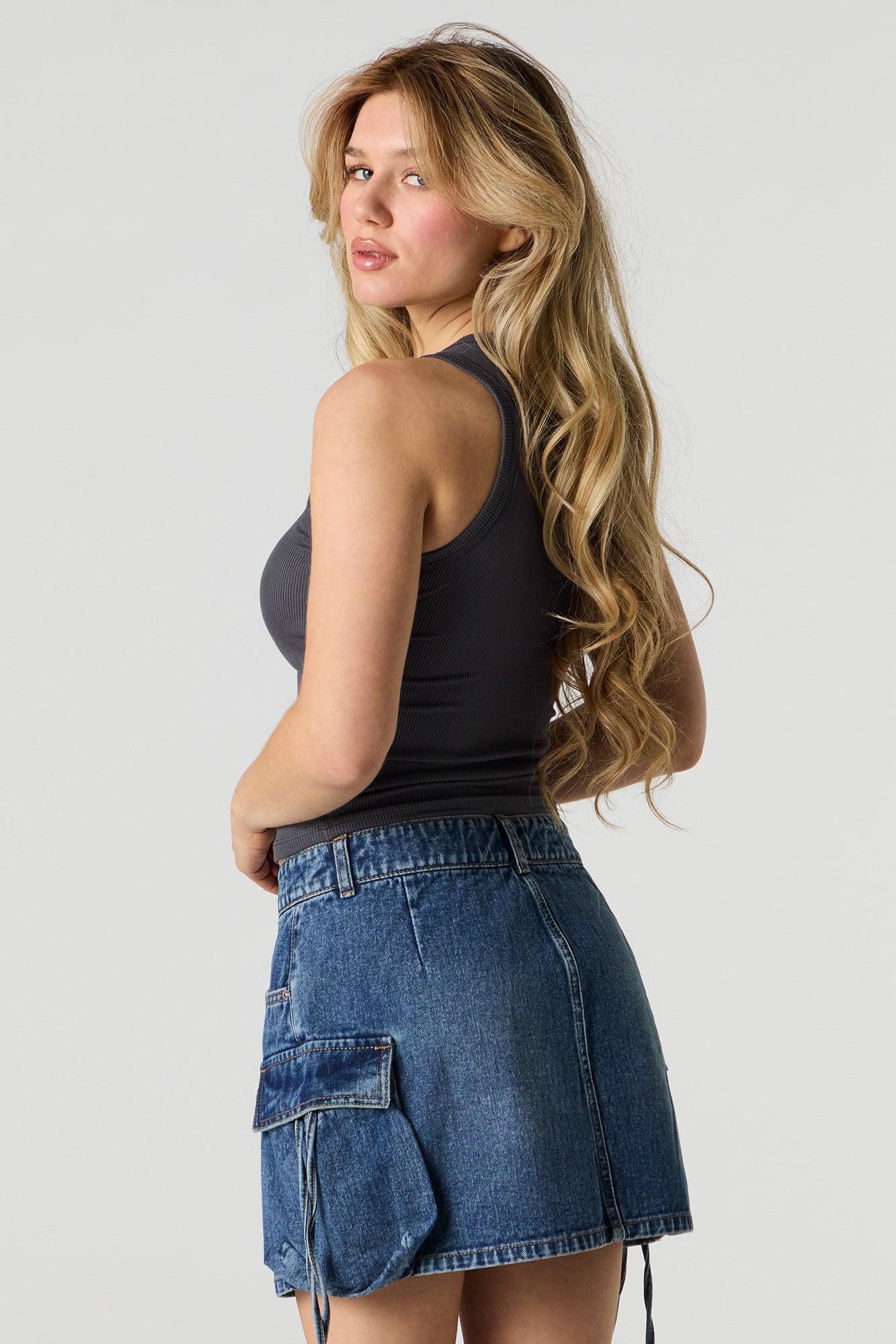 Denim Multi Pocket Mini Cargo Skirt Female Product Image