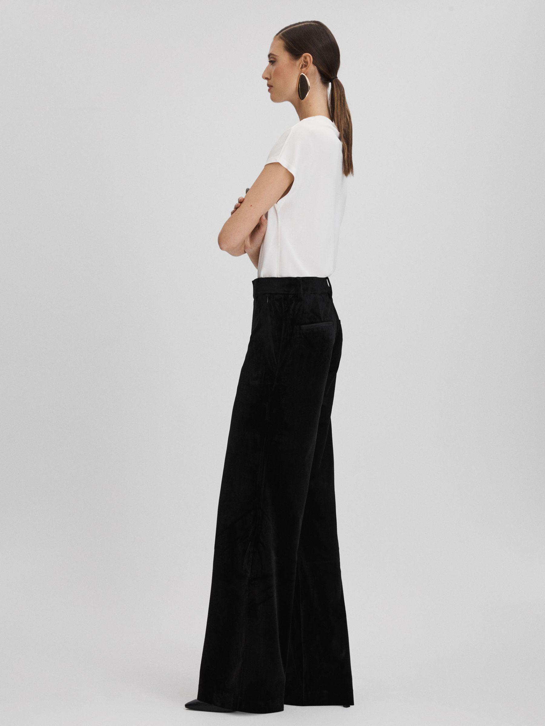 Good American Velvet Wide Leg Suit Trousers in Black Product Image