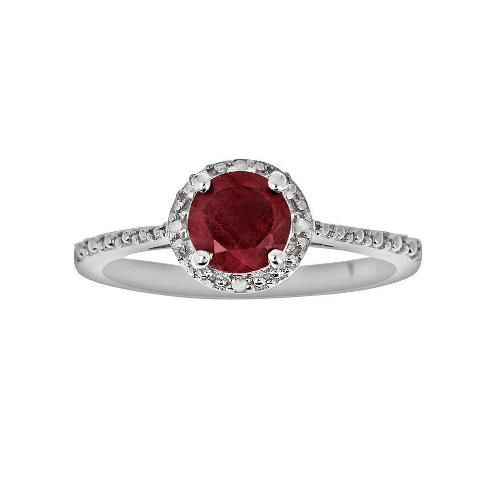 Celebration Gems Sterling Silver Ruby and Diamond Accent Frame Ring, Women's, Size: 10 Product Image