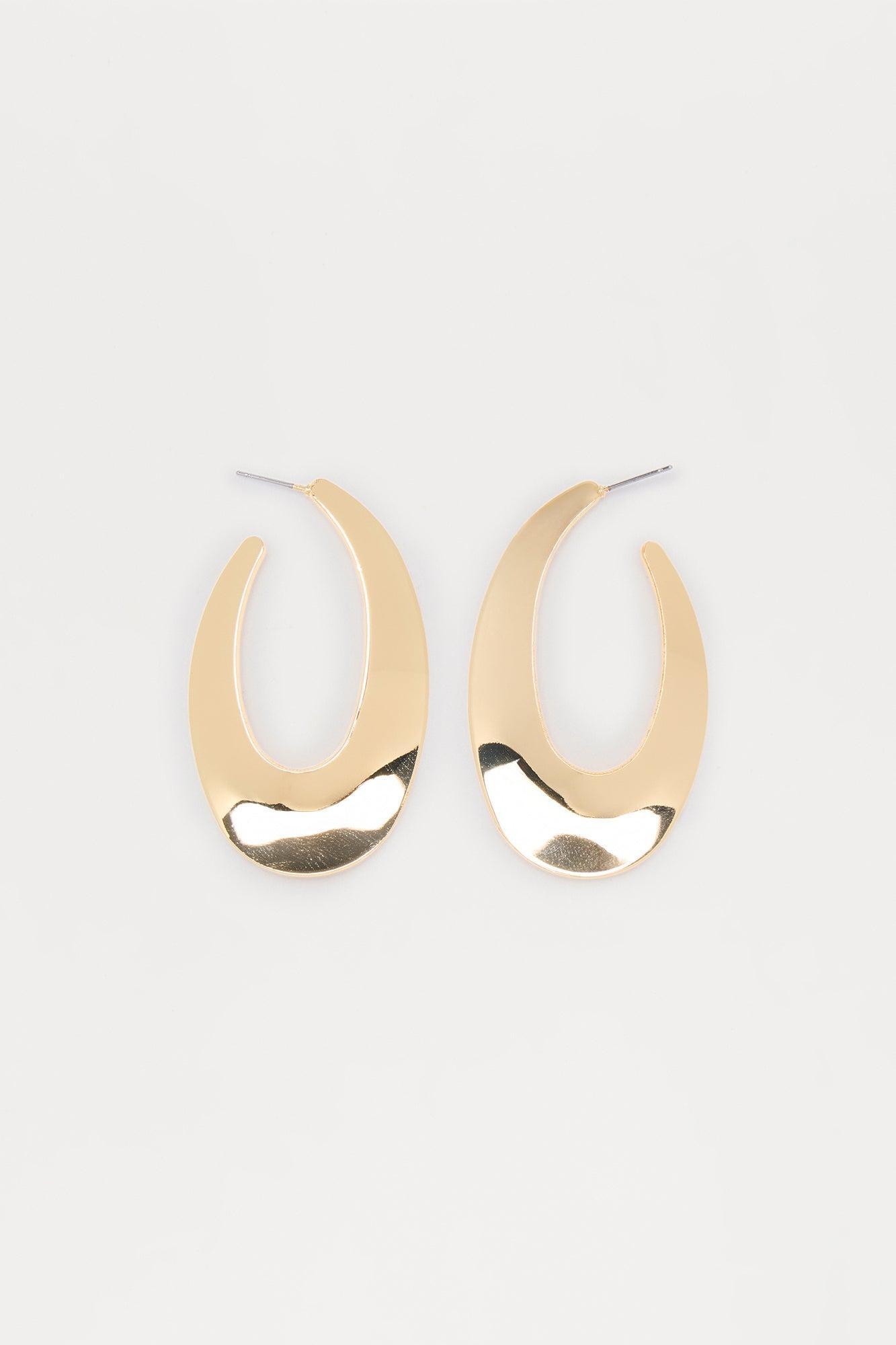 Flat Grid Hoop Earrings - Gold Female Product Image
