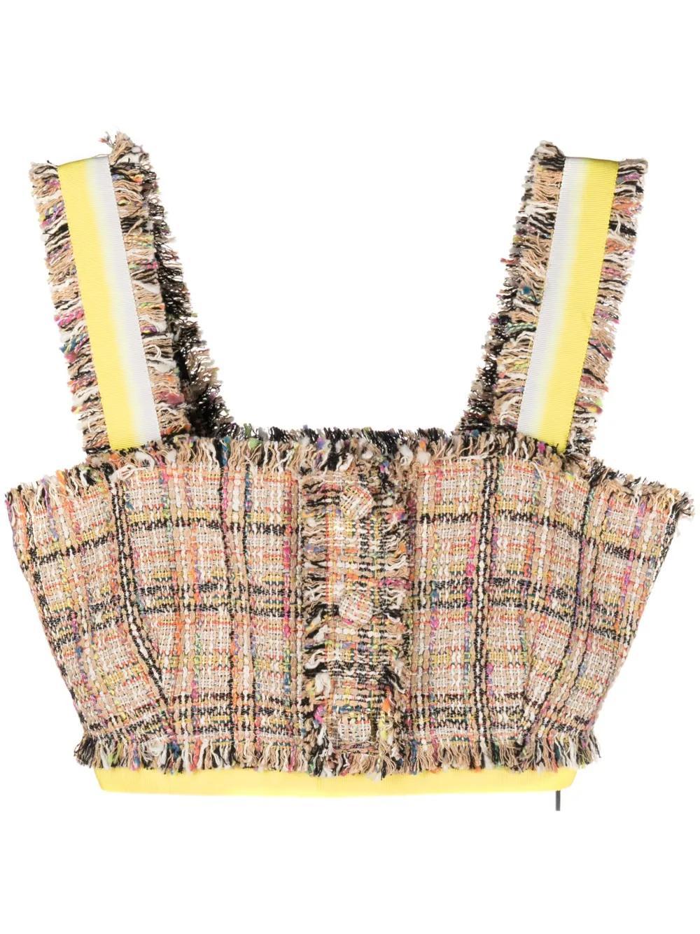 MSGM Tweed Crop Top In Multi Product Image