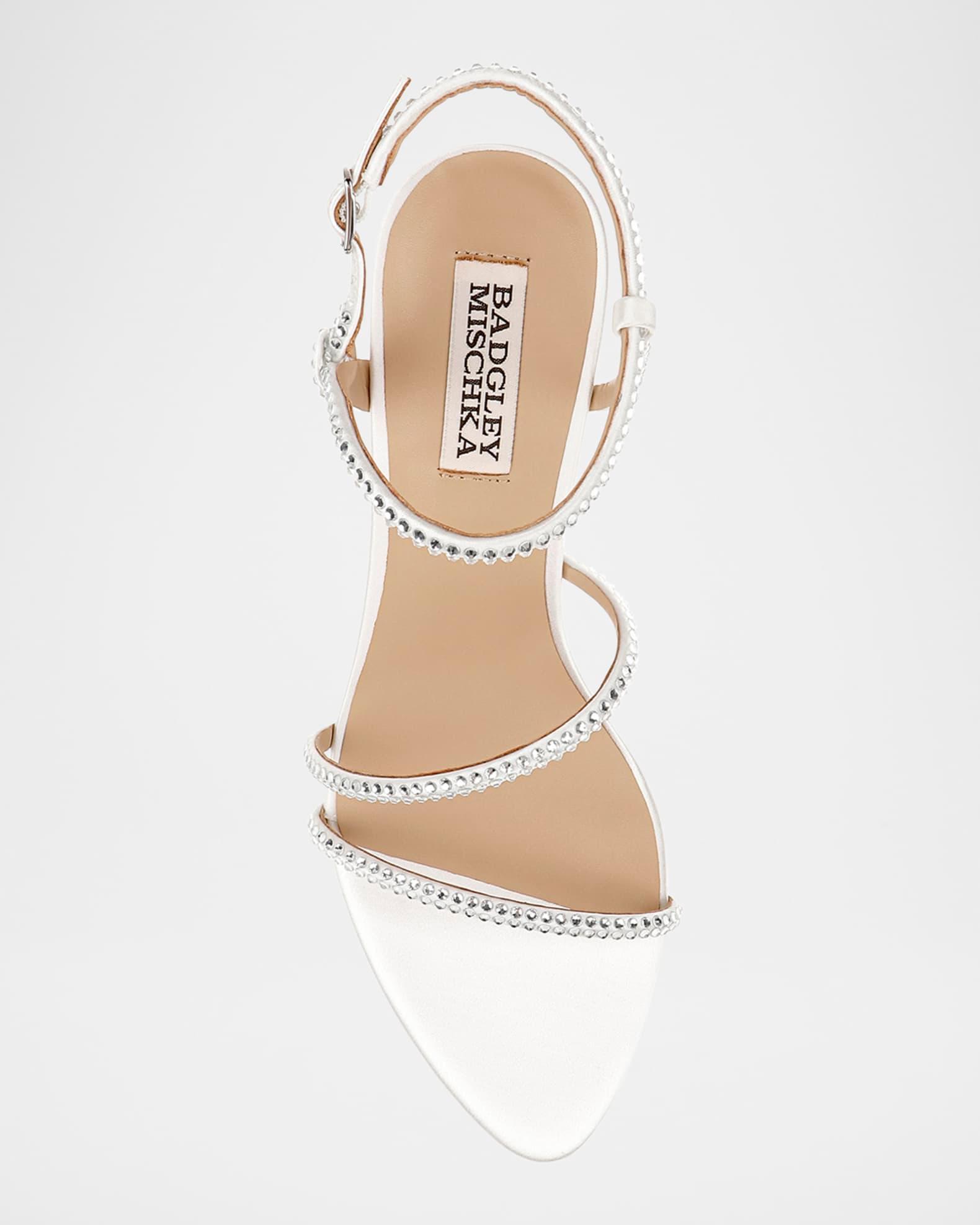 Julianna Silk Crystal Strappy Kitten-Heel Sandals Product Image