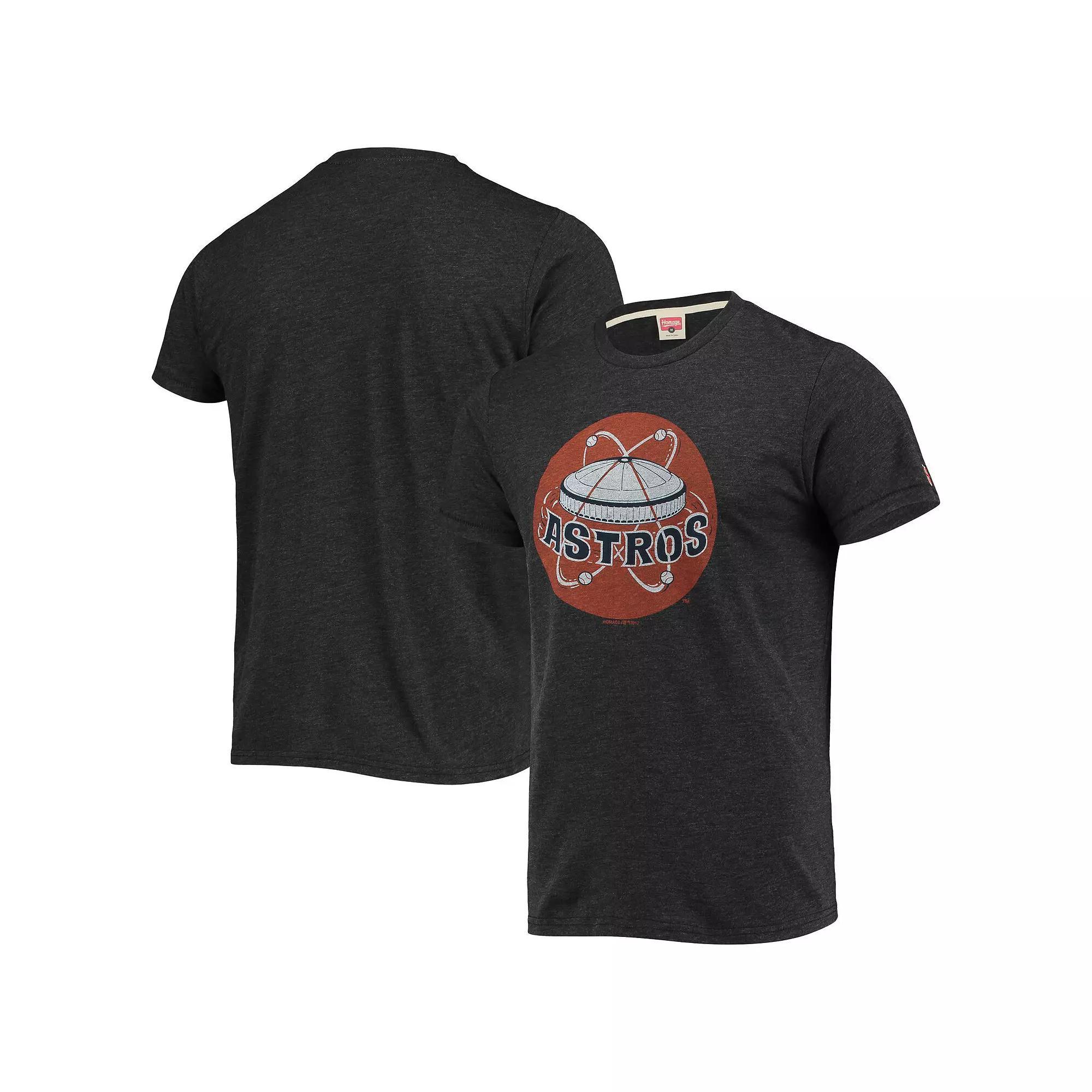Mens Homage Charcoal Houston Astros Hand-Drawn Logo Tri-Blend T-Shirt Product Image