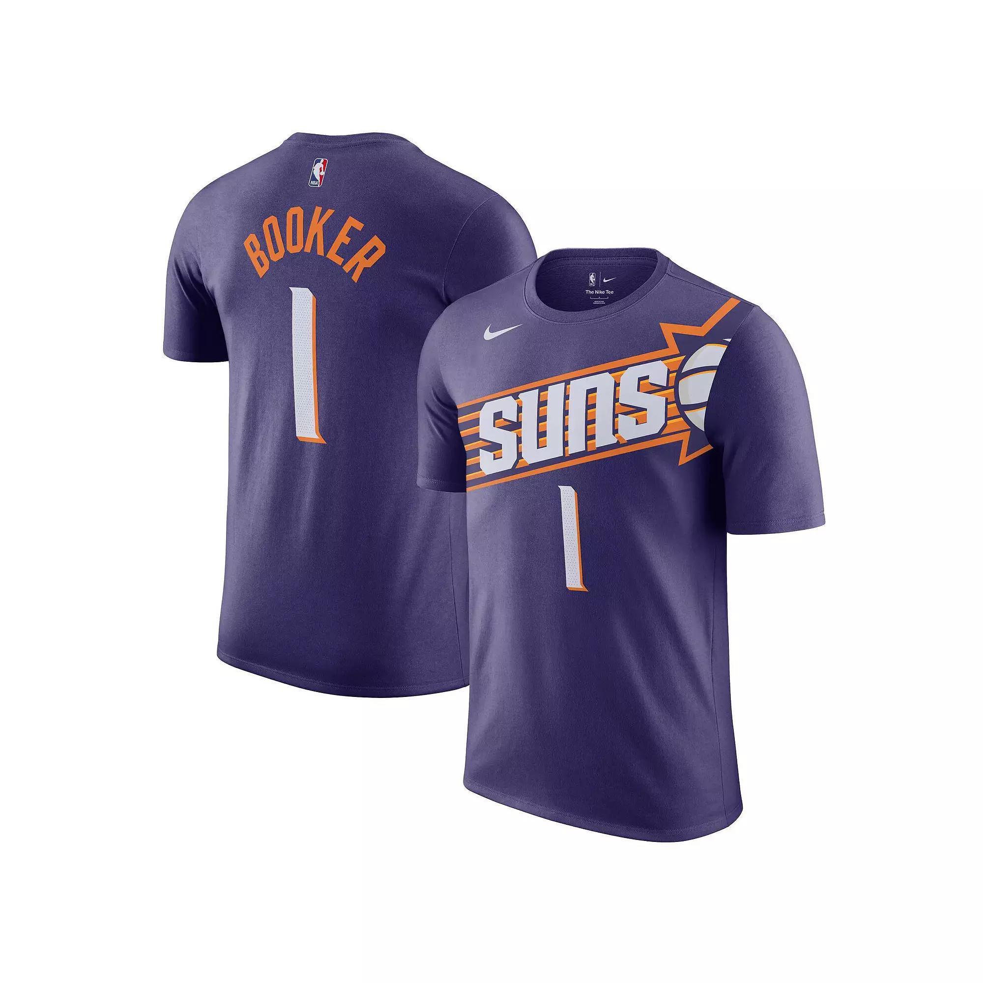 Men's Nike Devin Booker Purple Phoenix Suns Icon 2022/23 Name & Number T-Shirt, Size: Large, Phx Purple Product Image