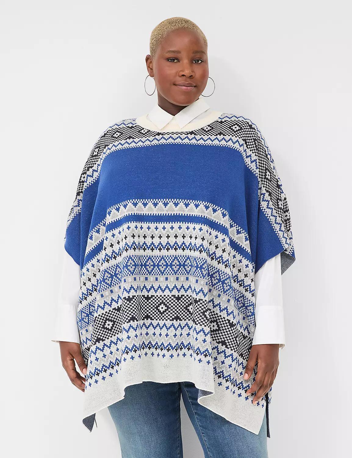 Fair Isle Poncho Sweater Product Image