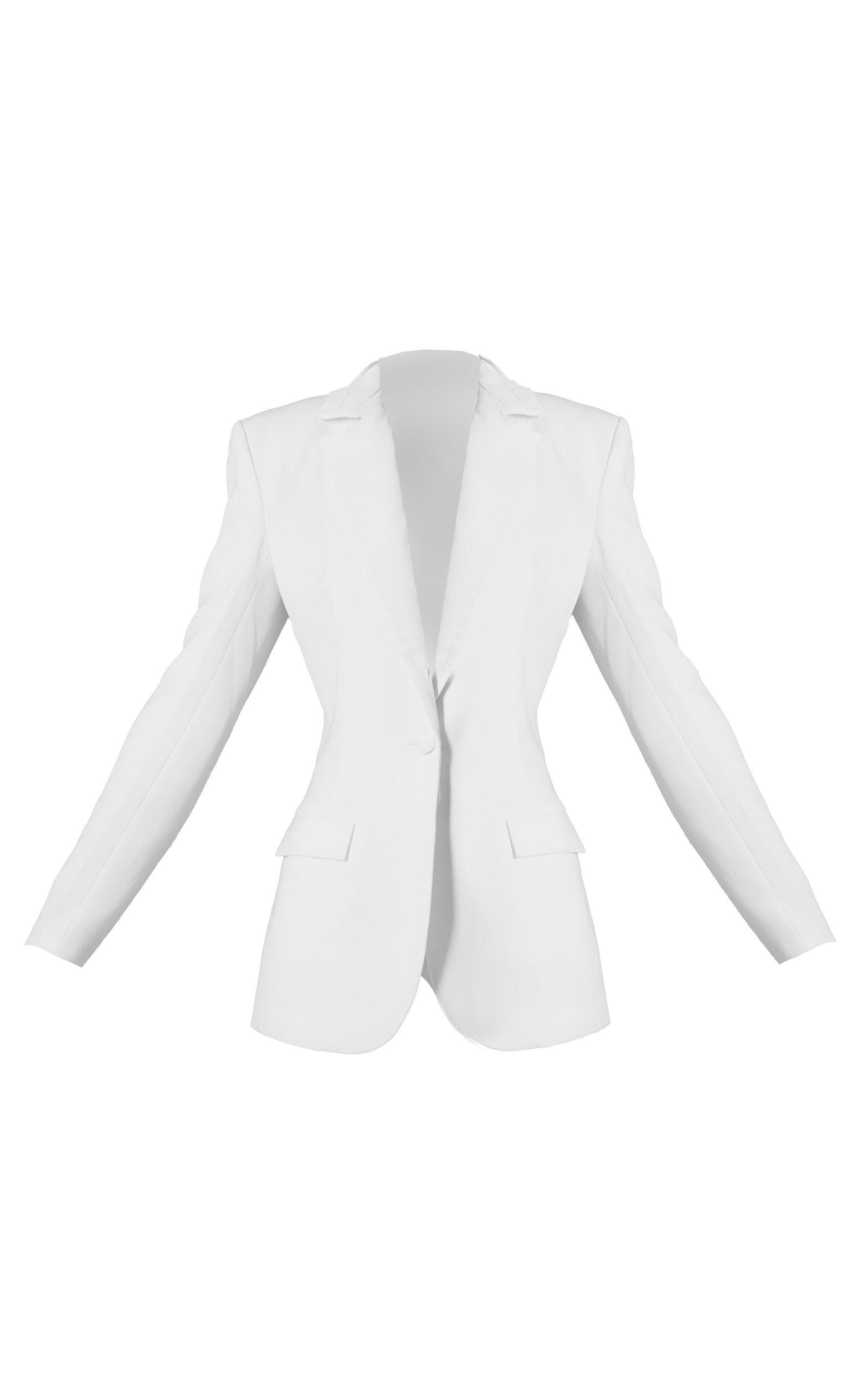 Premium White Woven Fitted Blazer Product Image