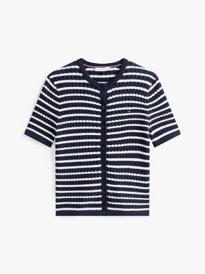 Short-Sleeve Cable Knit Cardigan Product Image