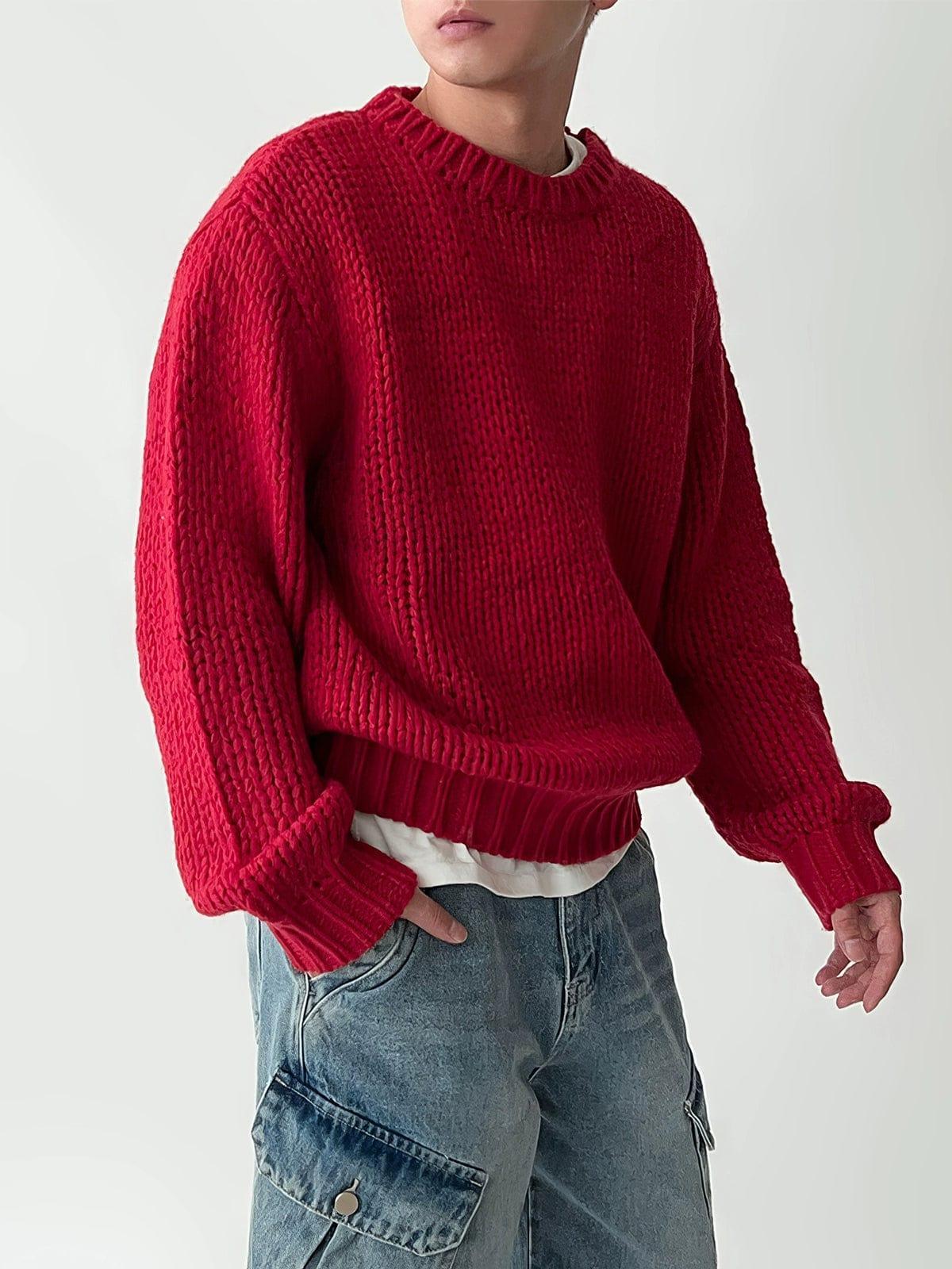 RT No. 12276 RED KNIT CREWNECK SWEATER Product Image