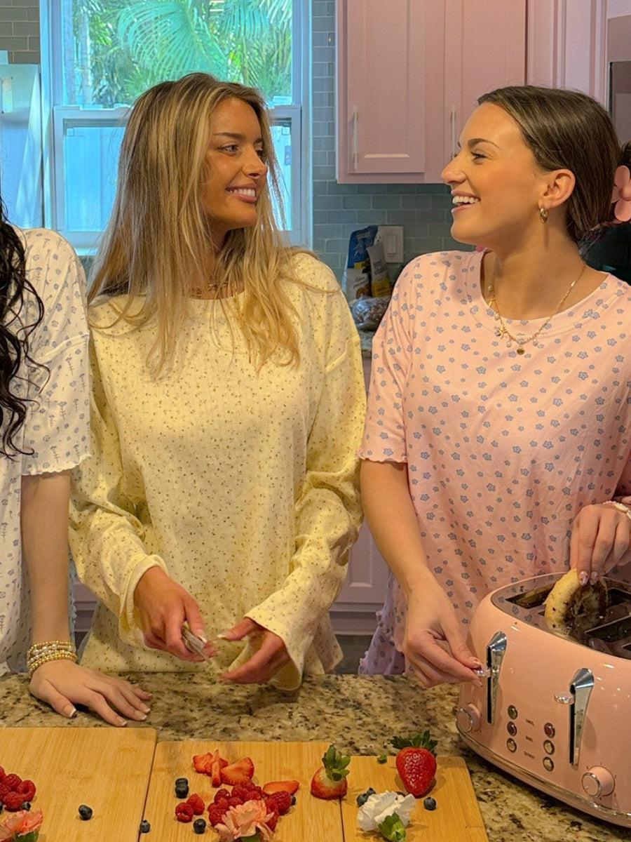 Lemon Floral Long Sleeve Pajama Top Product Image