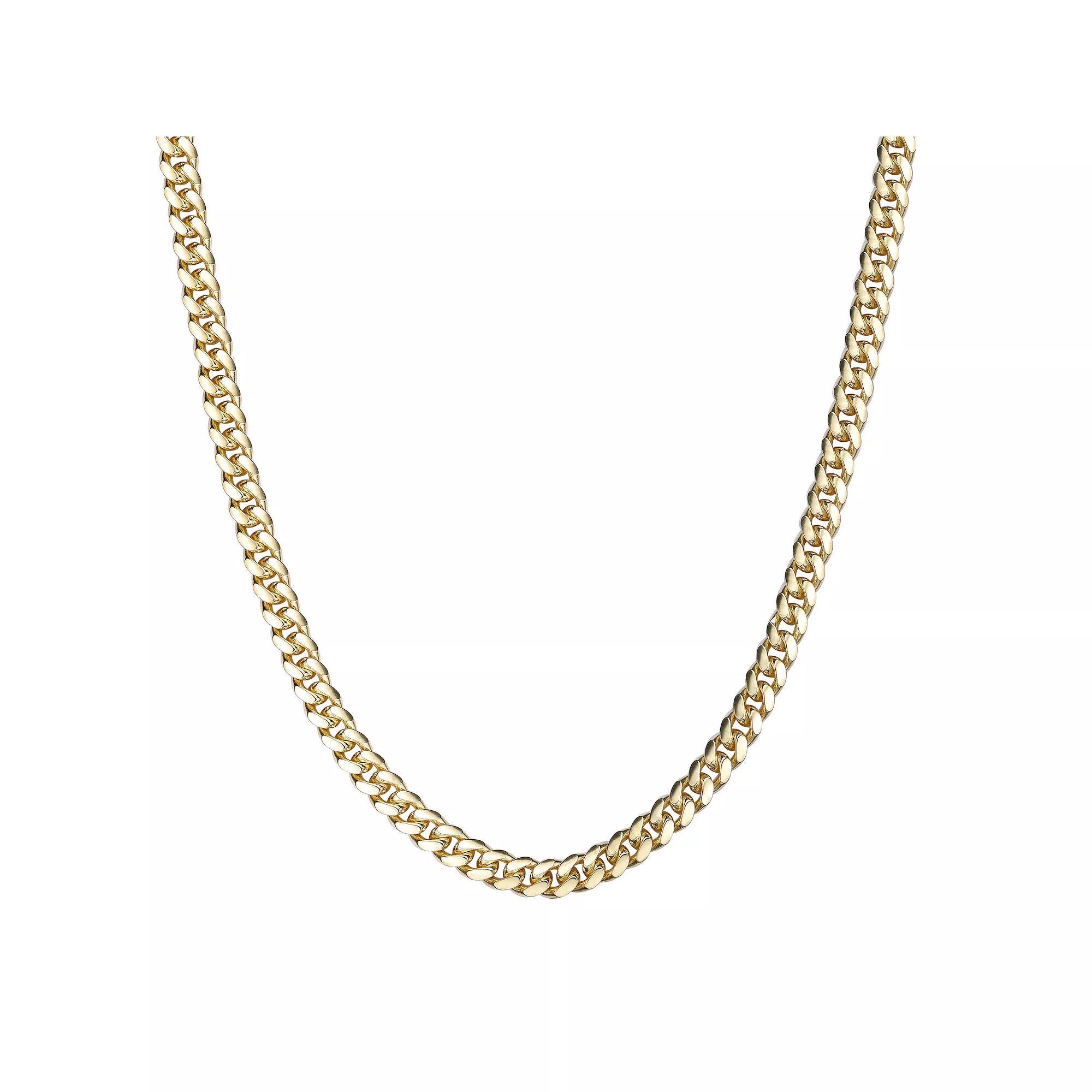 Men's LYNX 14k Gold Over Silver 6.4mm Miami Cuban Chain Necklace, Size: 24", Gold Tone Product Image