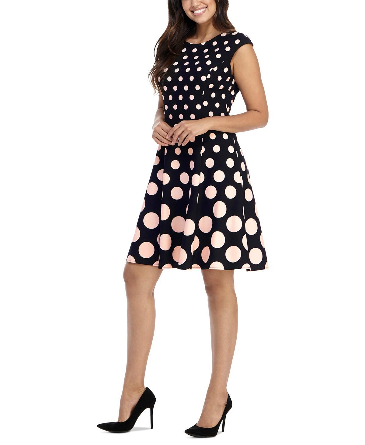 Women's London Times Print Fit & Flare Dress, Size: 12, Pink White Product Image