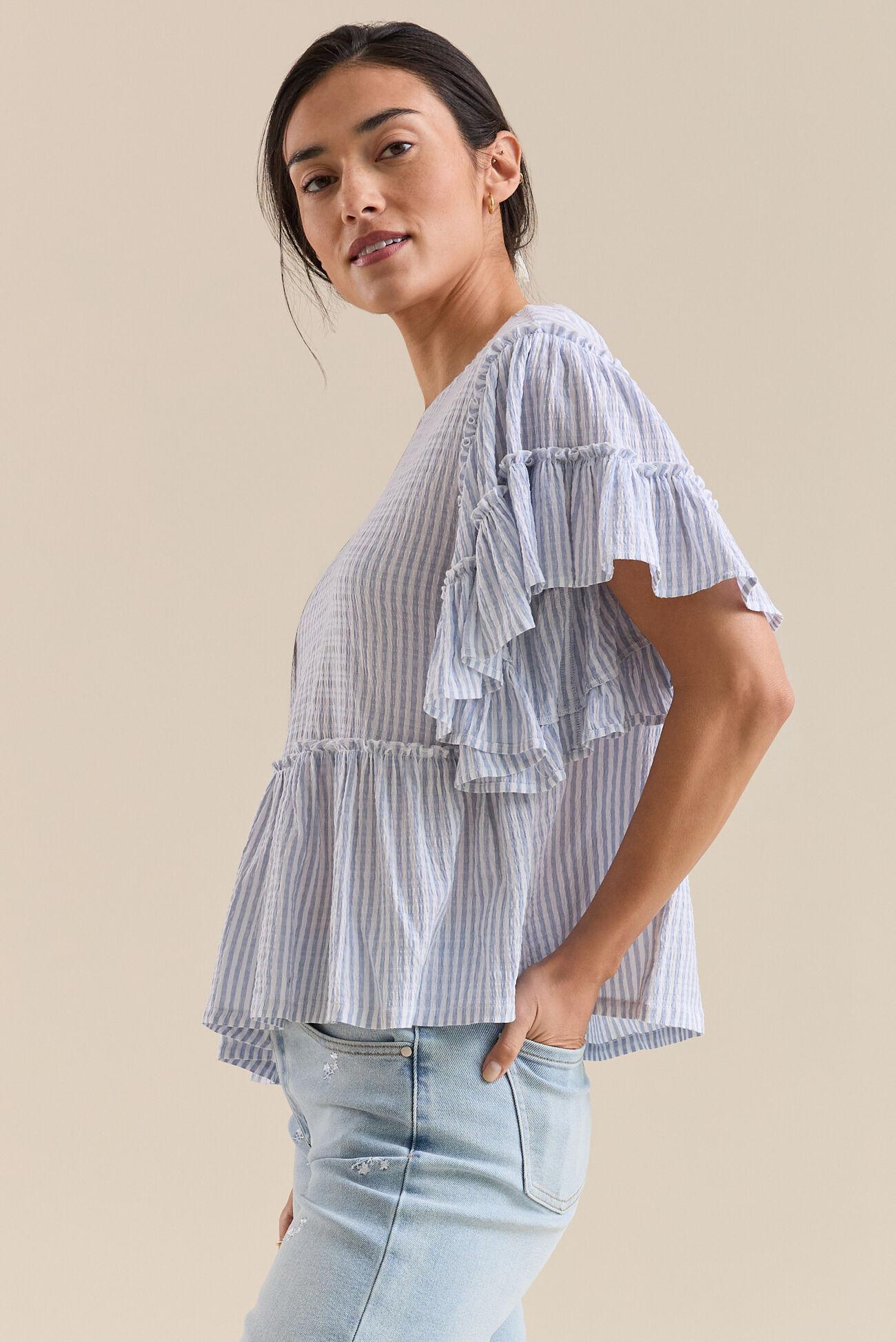 Delilah Striped Flutter Sleeve Top Product Image