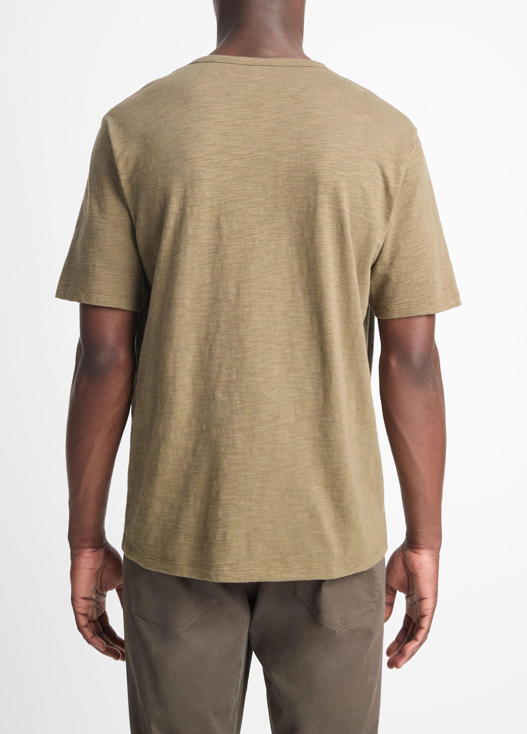 Mens Slub Cotton Split-Neck T-Shirt, Midnight Sky, Size M Vince Product Image