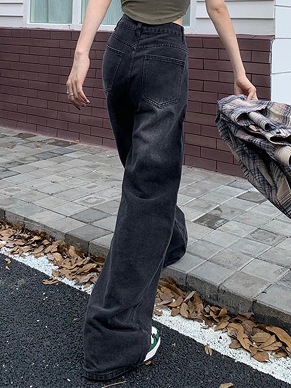 Black and grey velvet vintage wide leg jeans Product Image