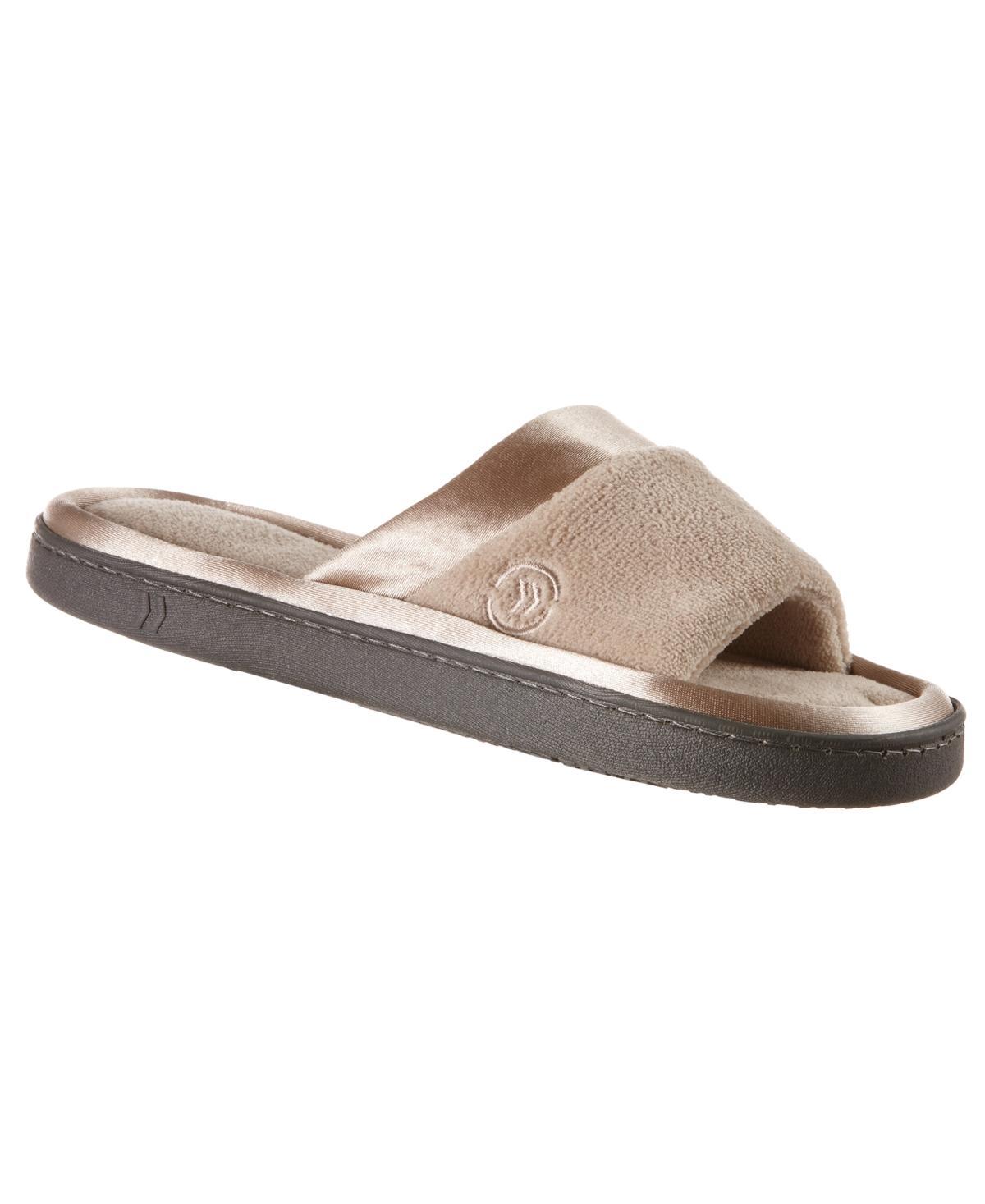 Isotoner Womens Microterry Satin Trim Wider Width Slide Slippers Product Image
