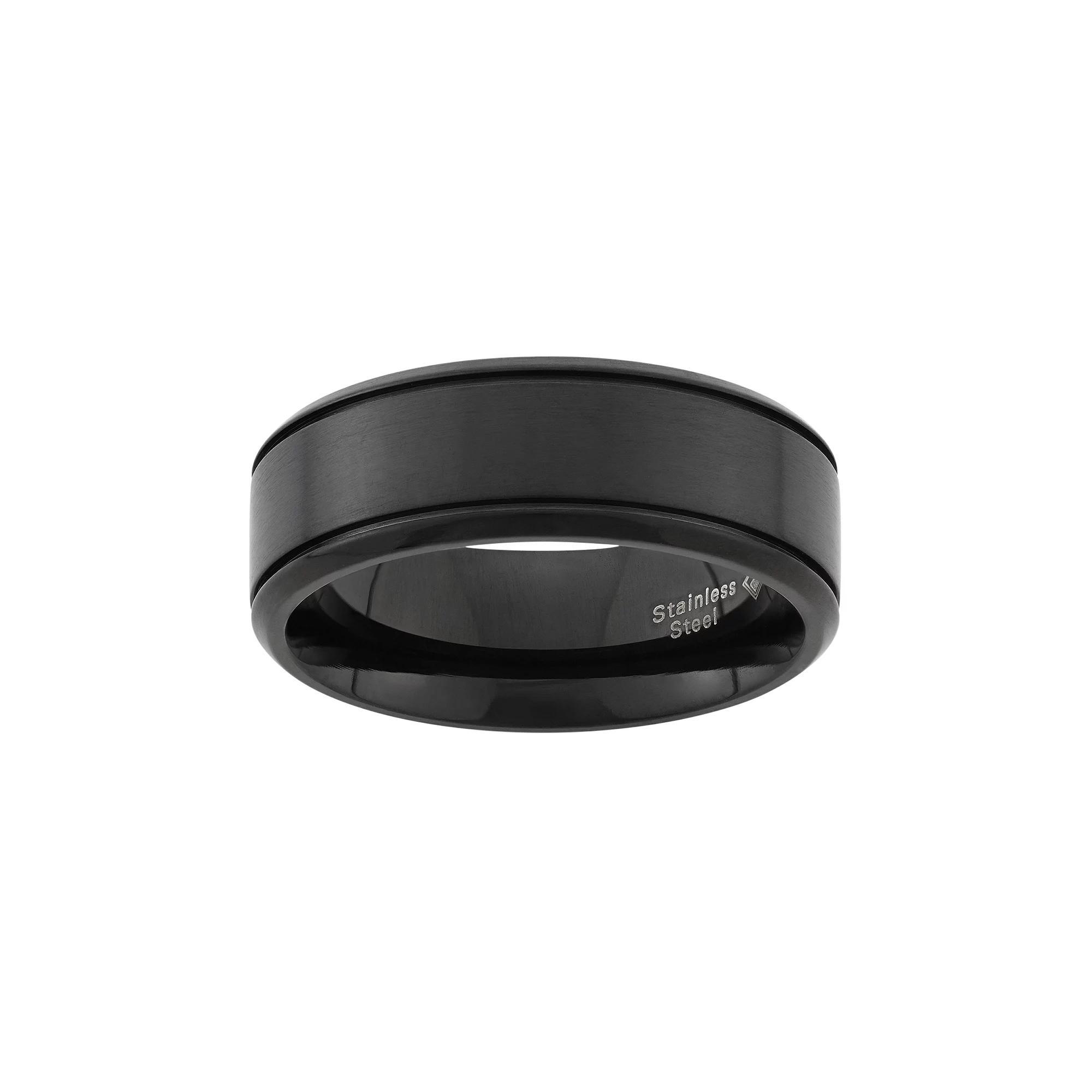 Black Ion-Plated Stainless Steel Wedding Band - Men, Men's, Size: 9.50 Product Image
