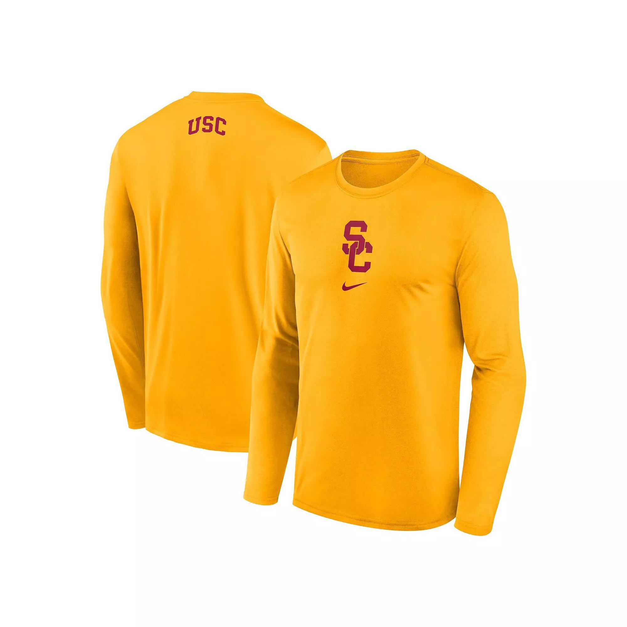 Men's Nike Gold USC Trojans On-Court Basketball Shootaround Performance Long Sleeve T-Shirt, Size: XL Product Image