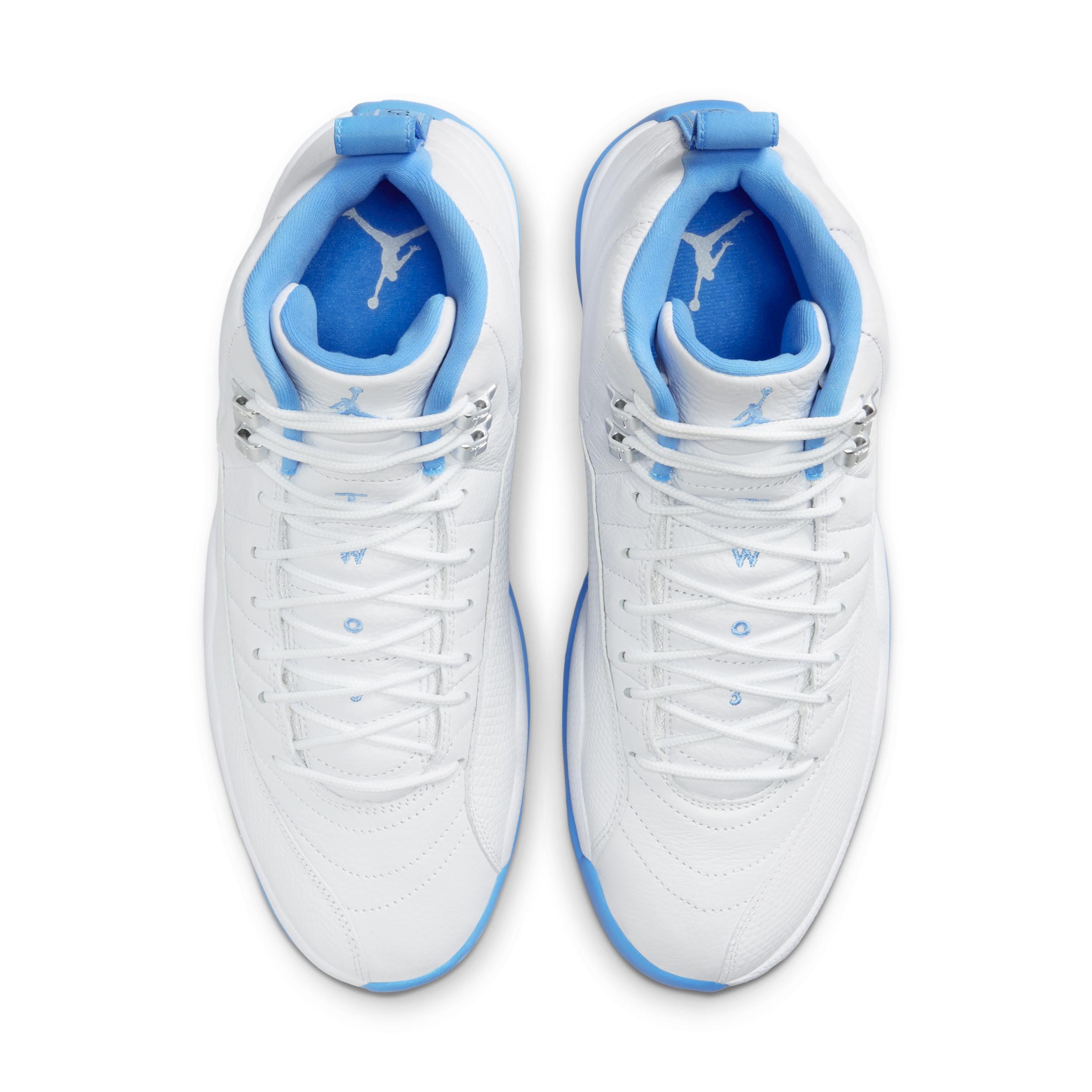 Men's Air Jordan 12 Retro and University Blue" Shoes in White Product Image