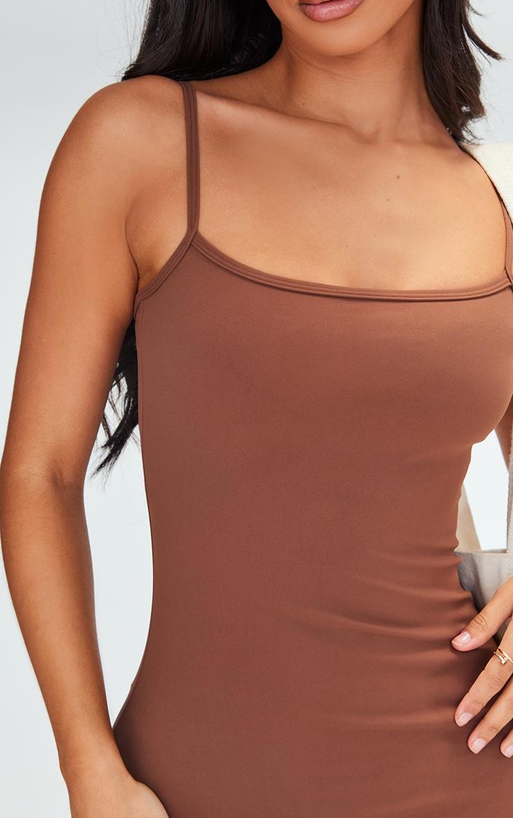 Petite Deep Mocha Snatched Sculpt Strappy Maxi Dress Product Image