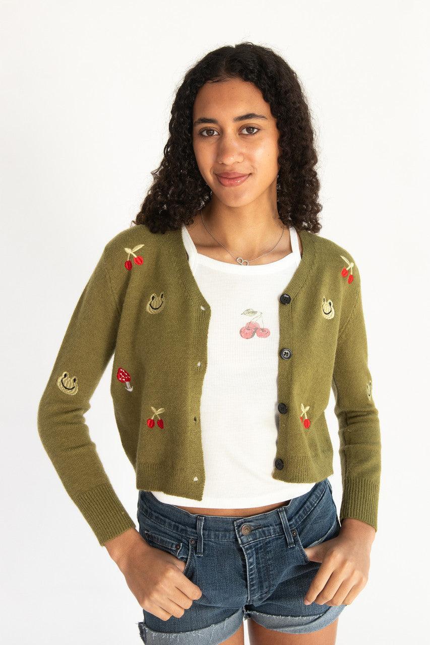 Embroidered Frog Cardigan Product Image