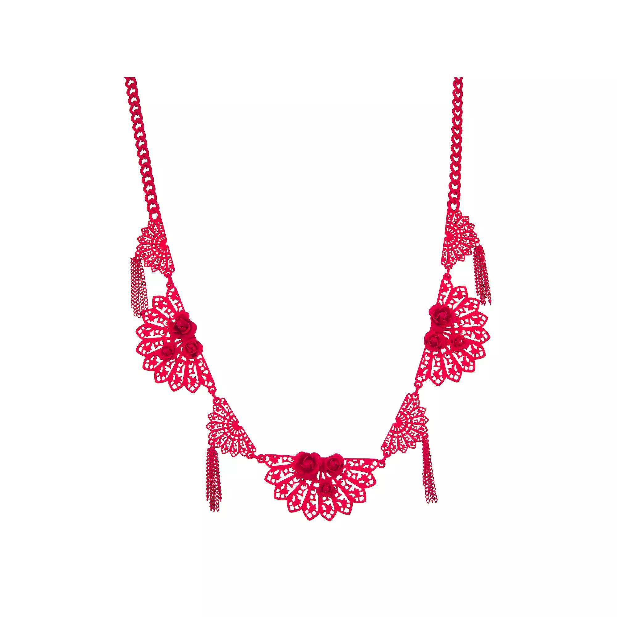 Simply Vera Vera Wang Filgree Flower Frontal Necklace, Womens, Red Product Image