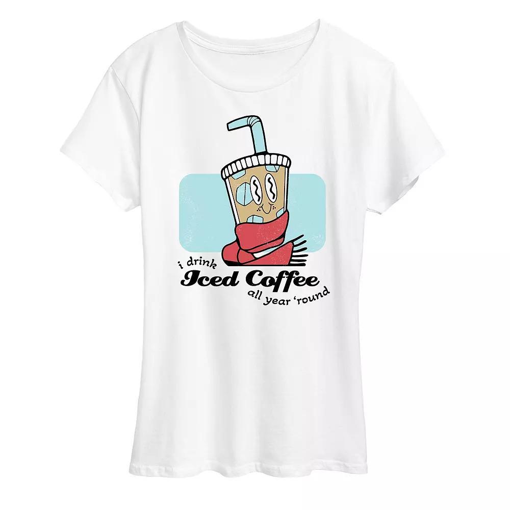Womens Iced Coffee Year Round Graphic Tee, Girls Product Image