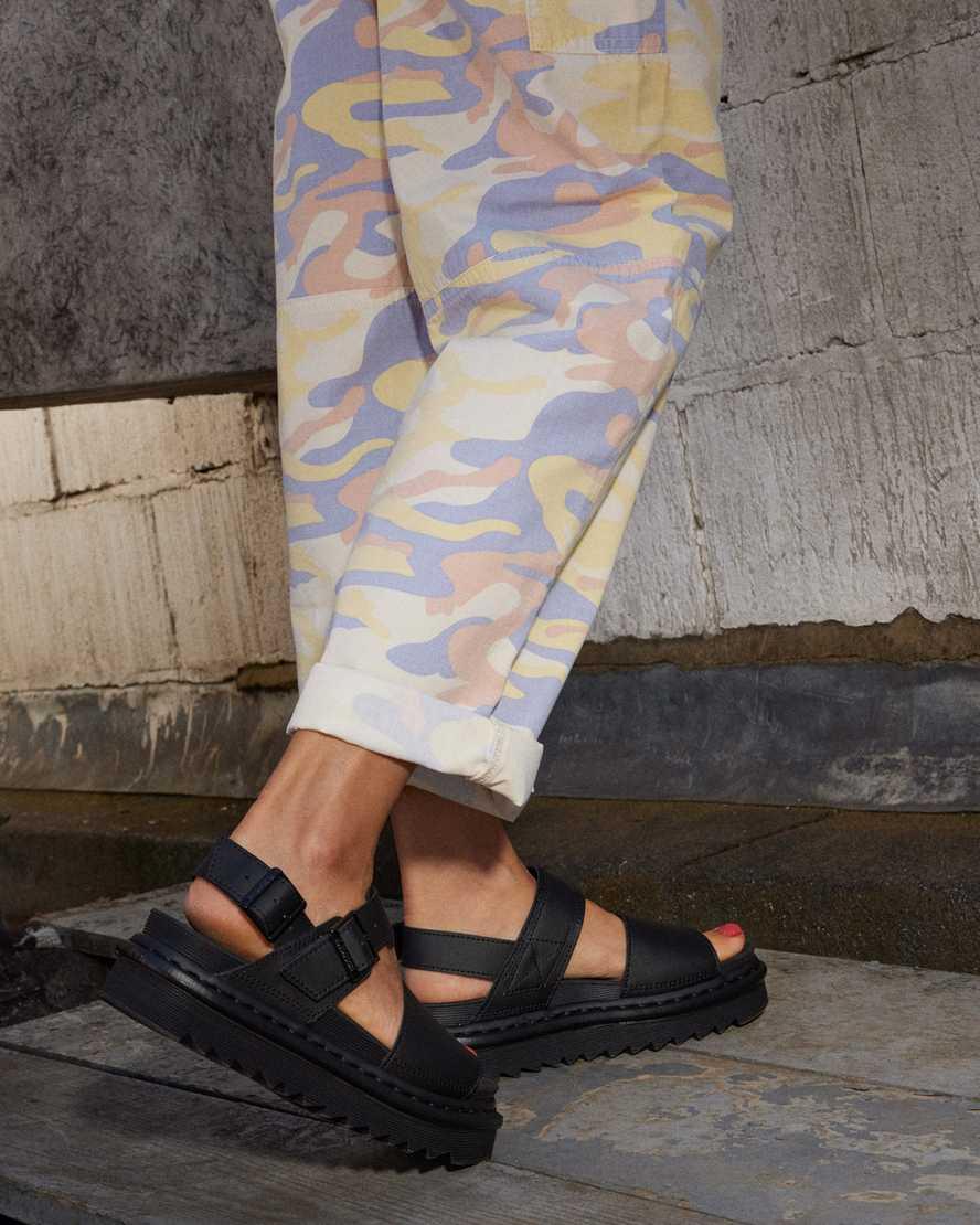Dr Martens Voss black Leather Flat Chunky Sandals Product Image