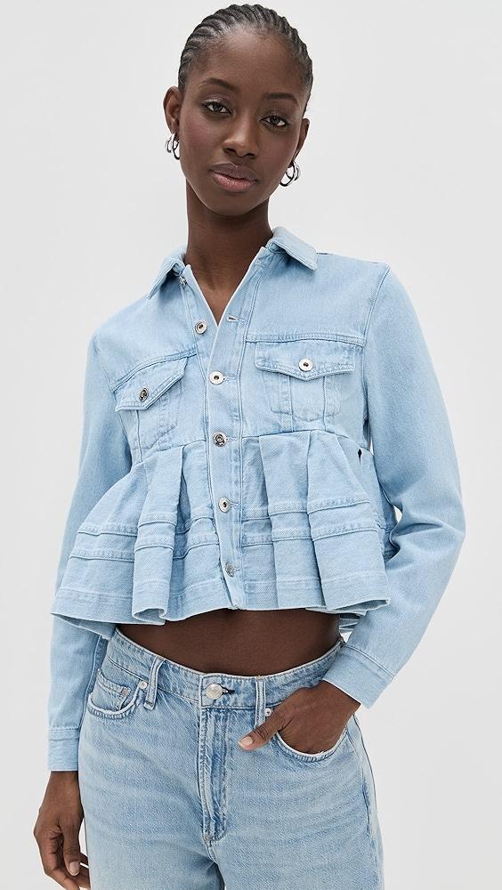 Marques'Almeida Soft Blue Denim Cropped Flounce Jacket | Shopbop Product Image