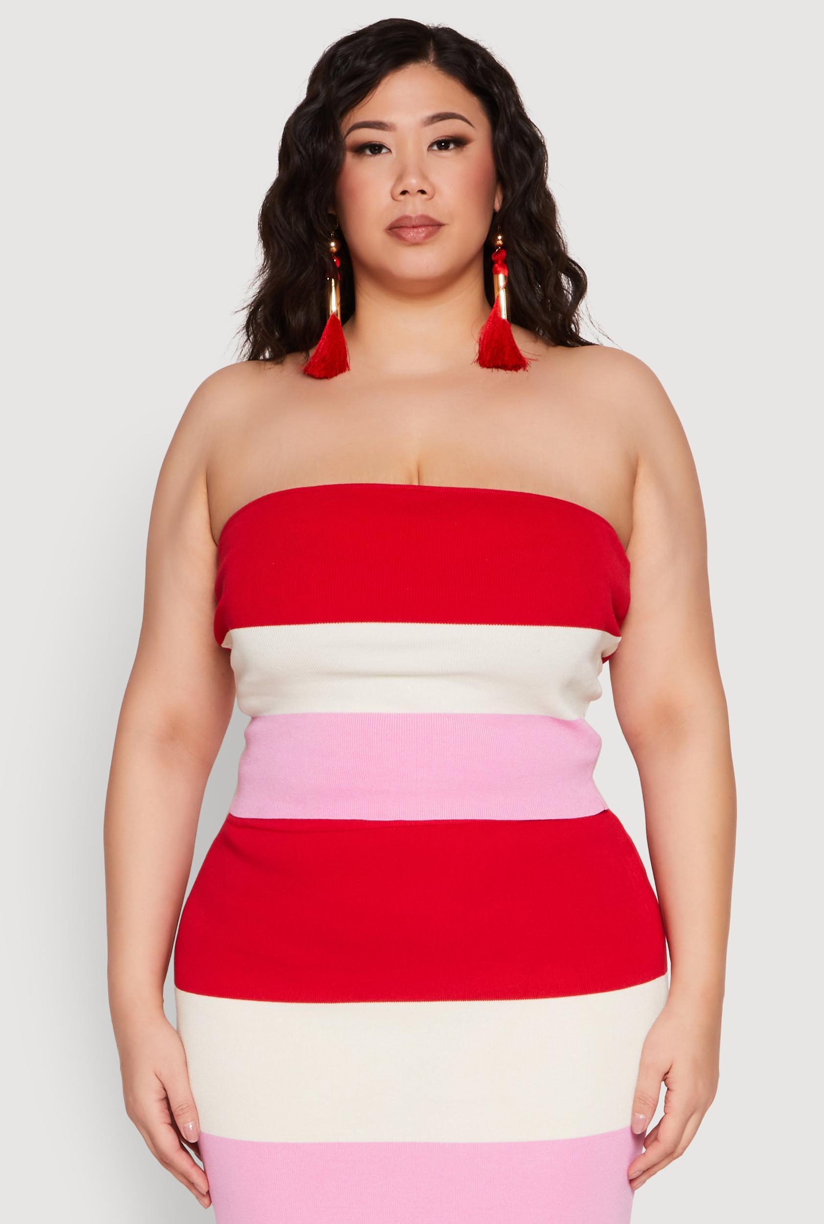 Womens Plus Size Striped Tube Top Product Image