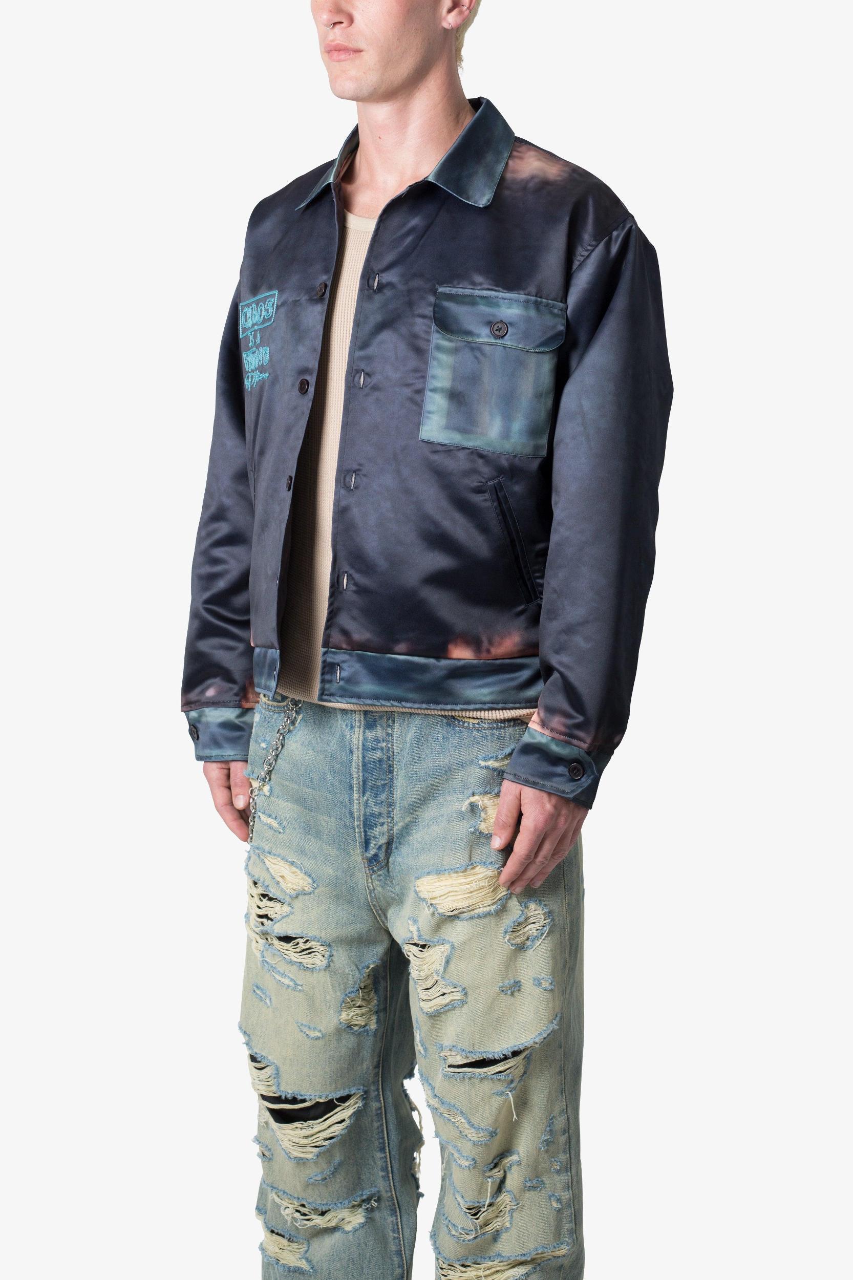 Satin Bomber Jacket - Washed Black Product Image