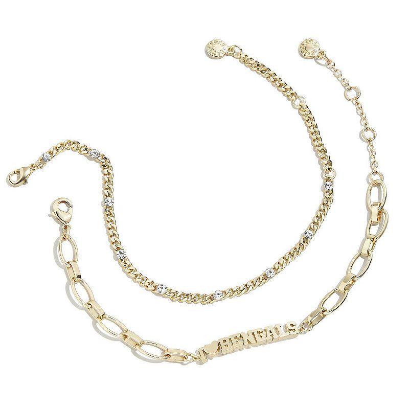 WEAR by Erin Andrews x Baublebar Gold Cincinnati Bengals Linear Bracelet Set, Womens Product Image