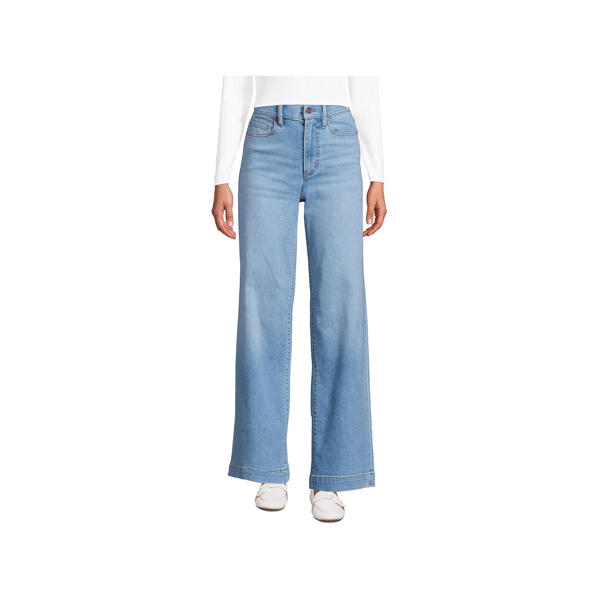 Petite Lands' End Recover High-Rise Wide-Leg Jeans, Women's, Size: 18P 28, River Rinse Product Image